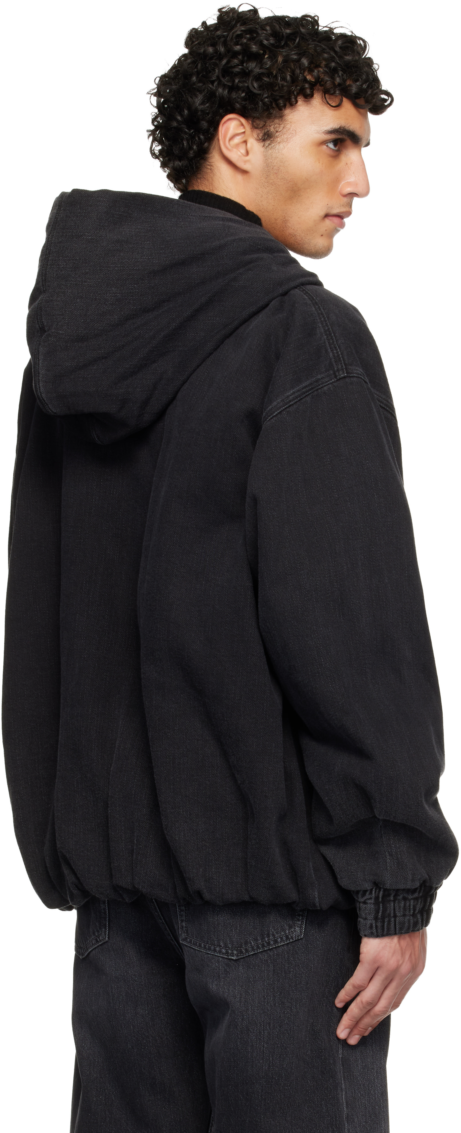 WOOYOUNGMI: Black Denim Hooded Jacket | SSENSE