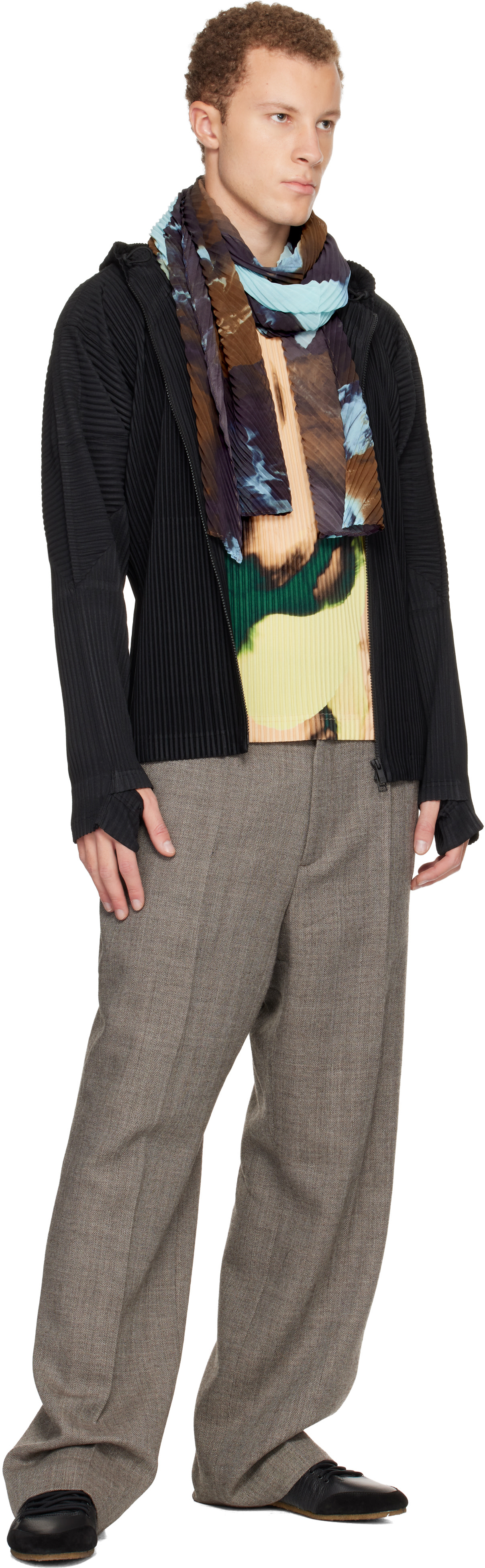 HOMME PLISSÉ ISSEY MIYAKE: Brown & Blue Agate Scarf | SSENSE