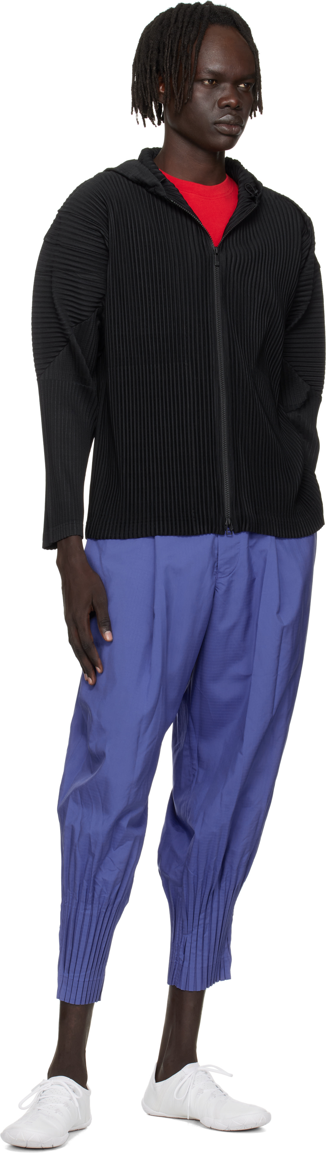 HOMME PLISSÉ ISSEY MIYAKE: Blue Cascade Trousers | SSENSE Canada