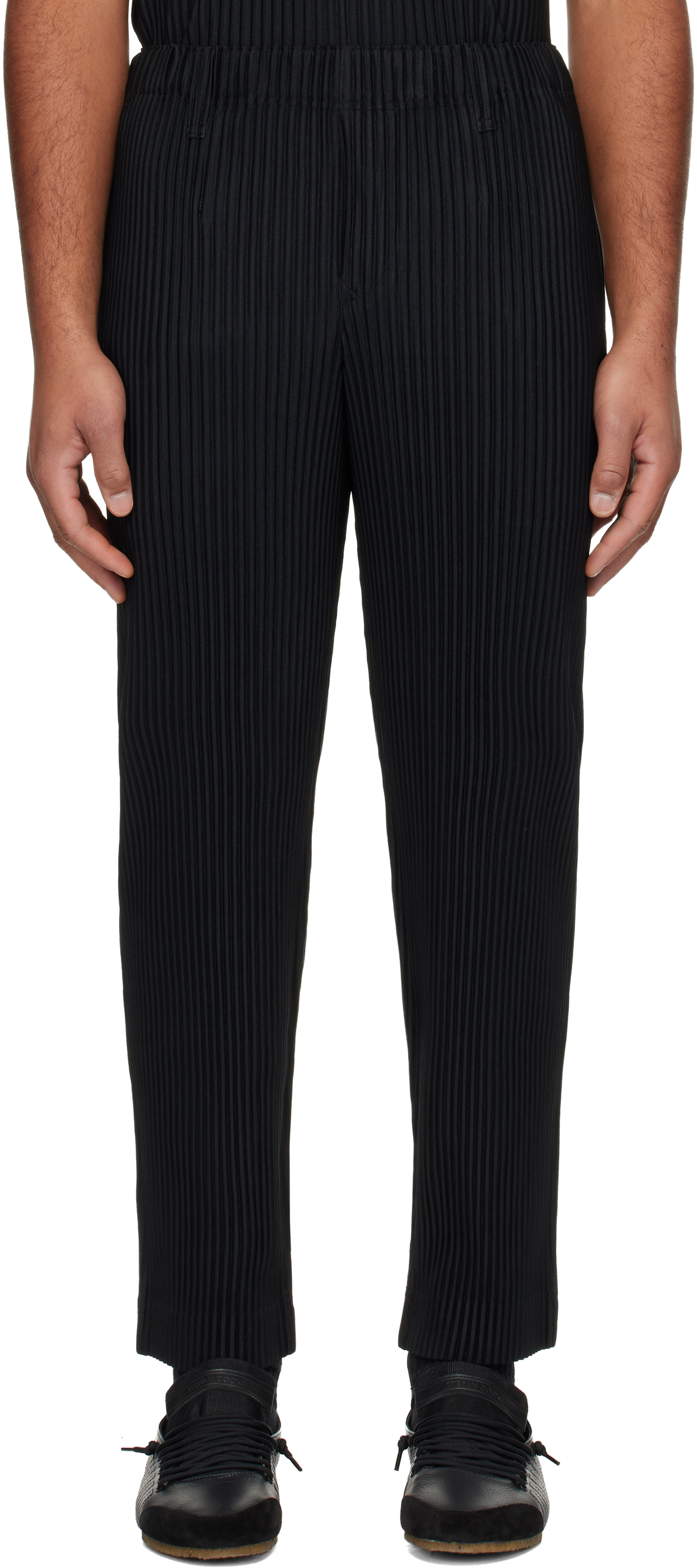 ISSEY MIYAKE HOMME PLISSÉ パンツ ブラック　1 Homme Plisse Issey Miyake - Black Basics Pants – Frances May
