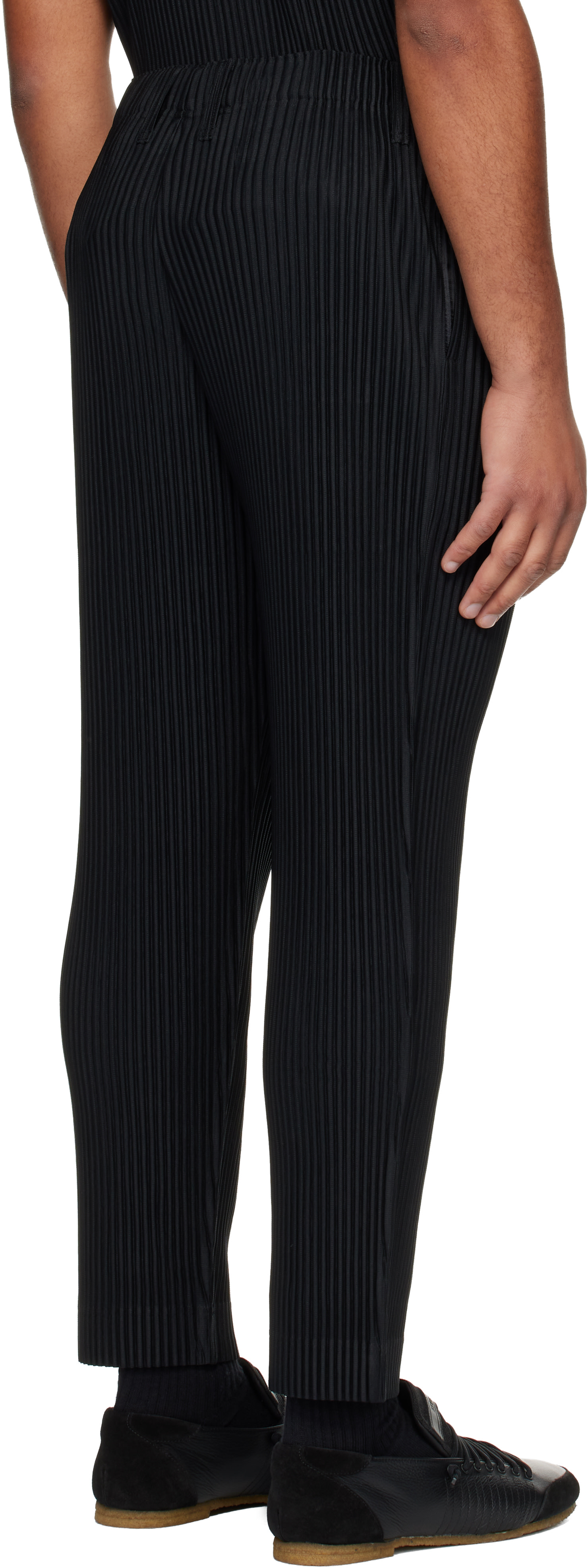 HOMME PLISSÉ ISSEY MIYAKE: Black Basics Trousers | SSENSE