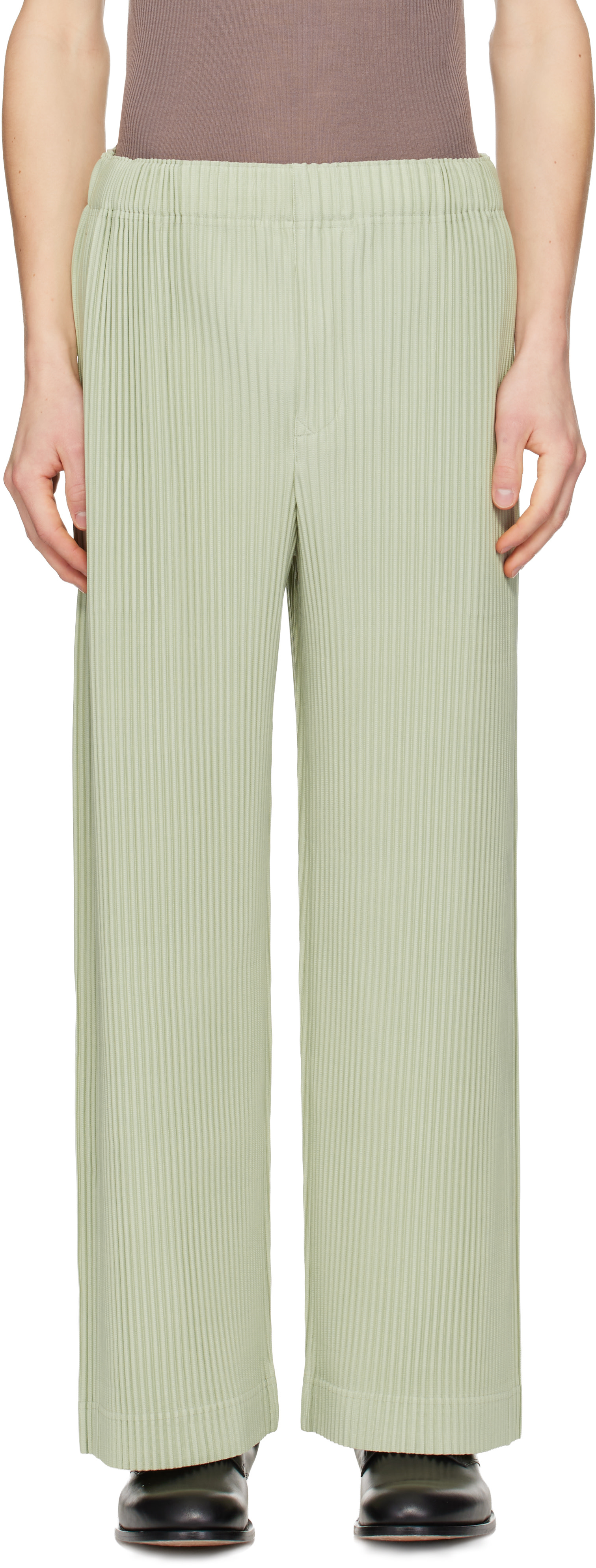 homme plisse パンツ　グリーン HOMME PLISSÉ ISSEY MIYAKE: Green Monthly Colors October Trousers