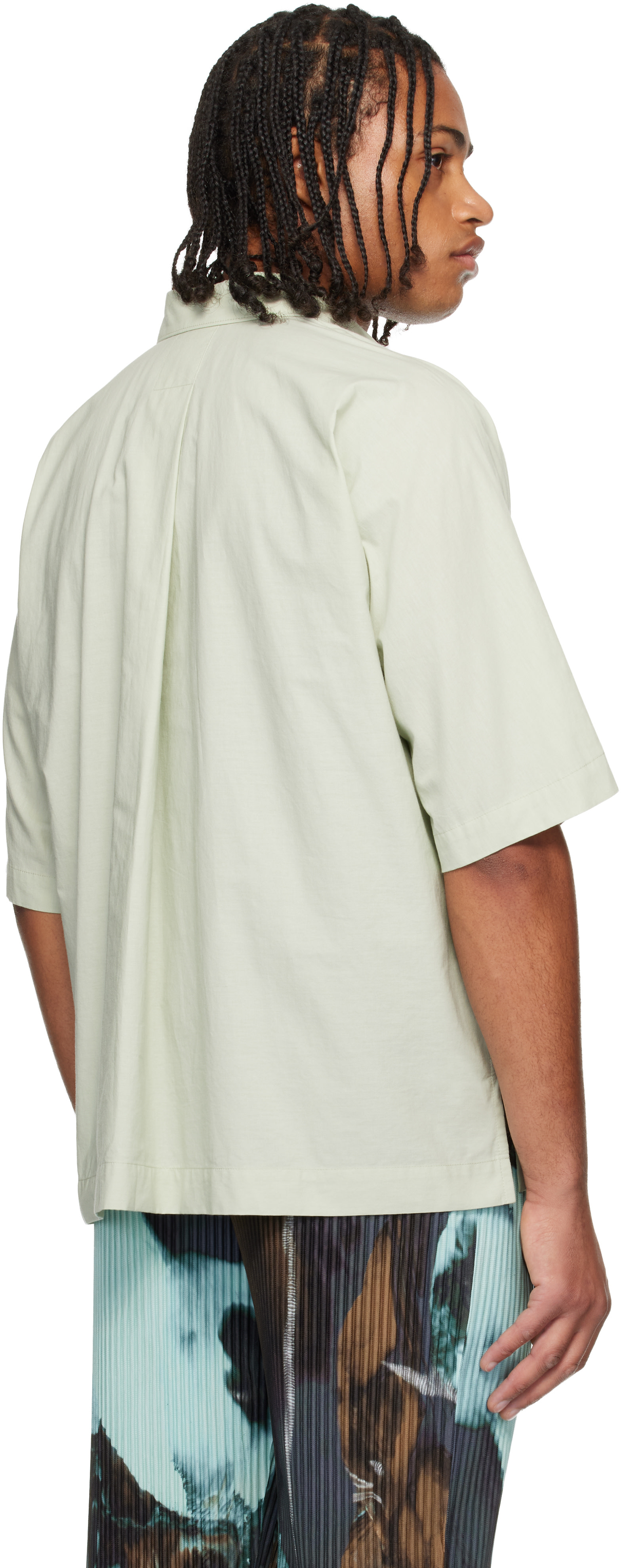 HOMME PLISSÉ ISSEY MIYAKE: Green Streamline Shirt | SSENSE