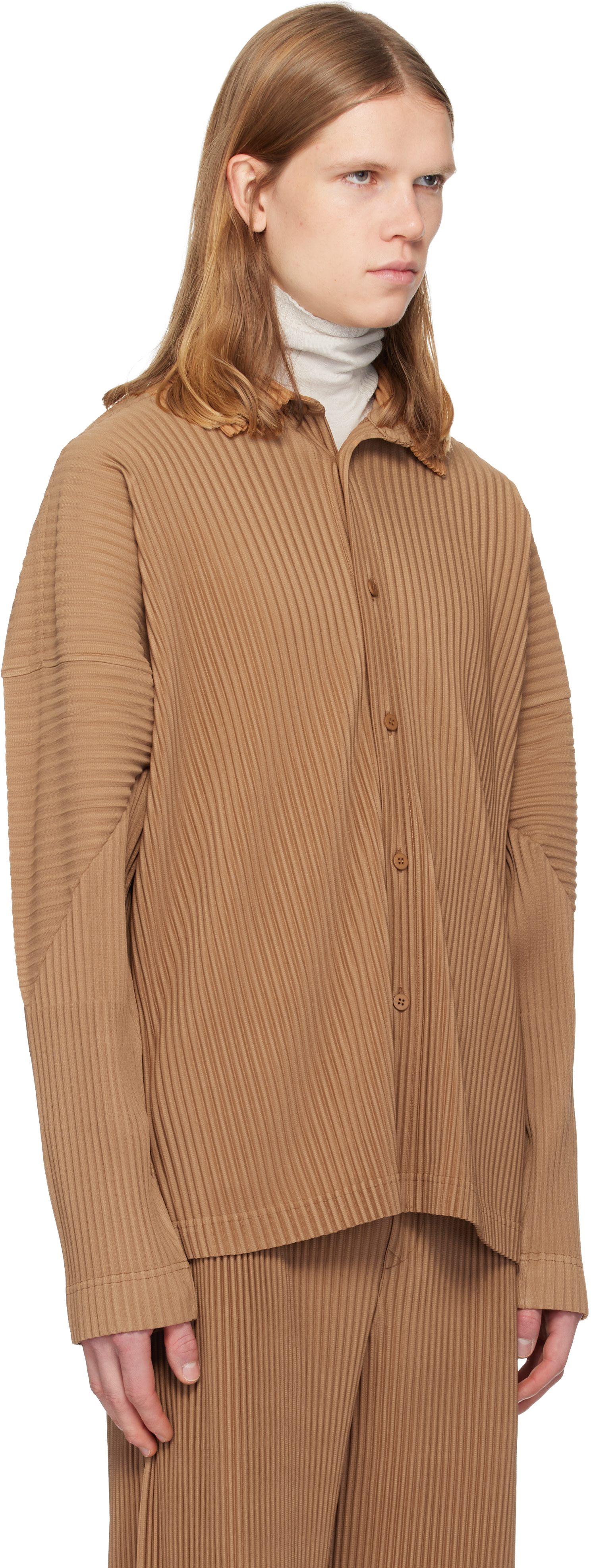 HOMME PLISSÉ ISSEY MIYAKE: Tan Monthly Colors October Shirt | SSENSE