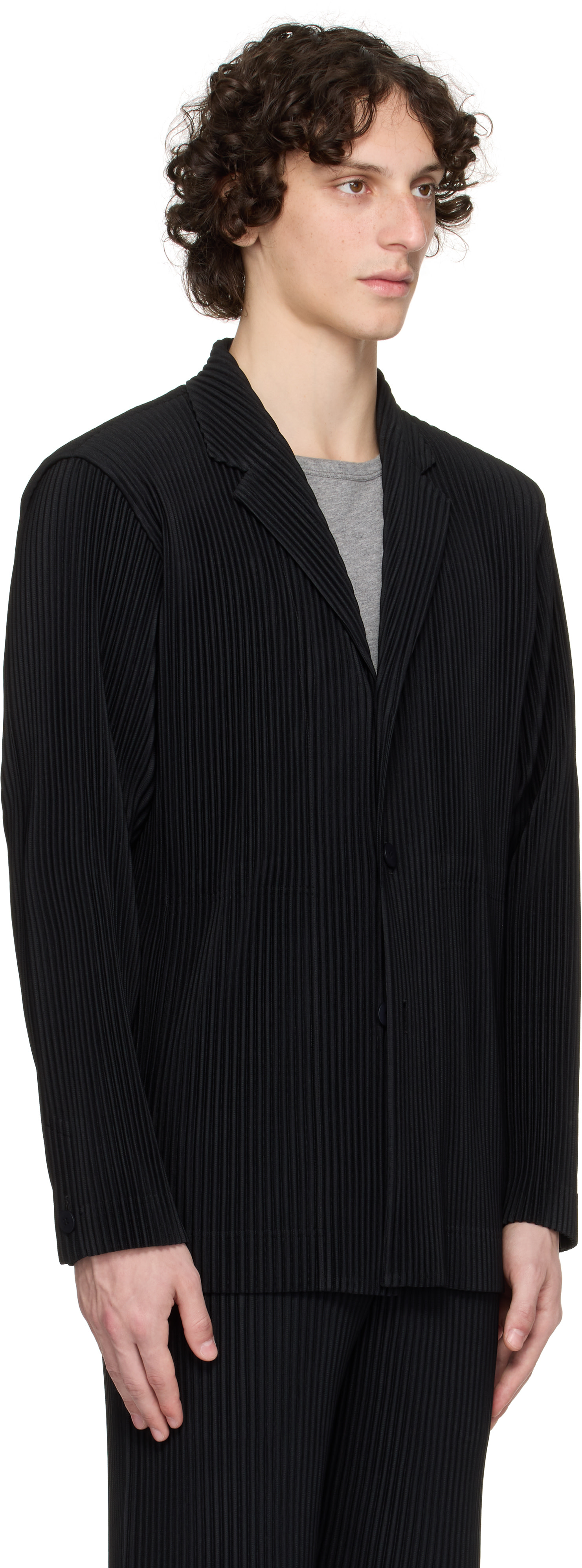HOMME PLISSÉ ISSEY MIYAKE ブラック　サイズ2 HOMME PLISSÉ ISSEY MIYAKE: Black Tailored Pleats 2 Blazer | SSENSE