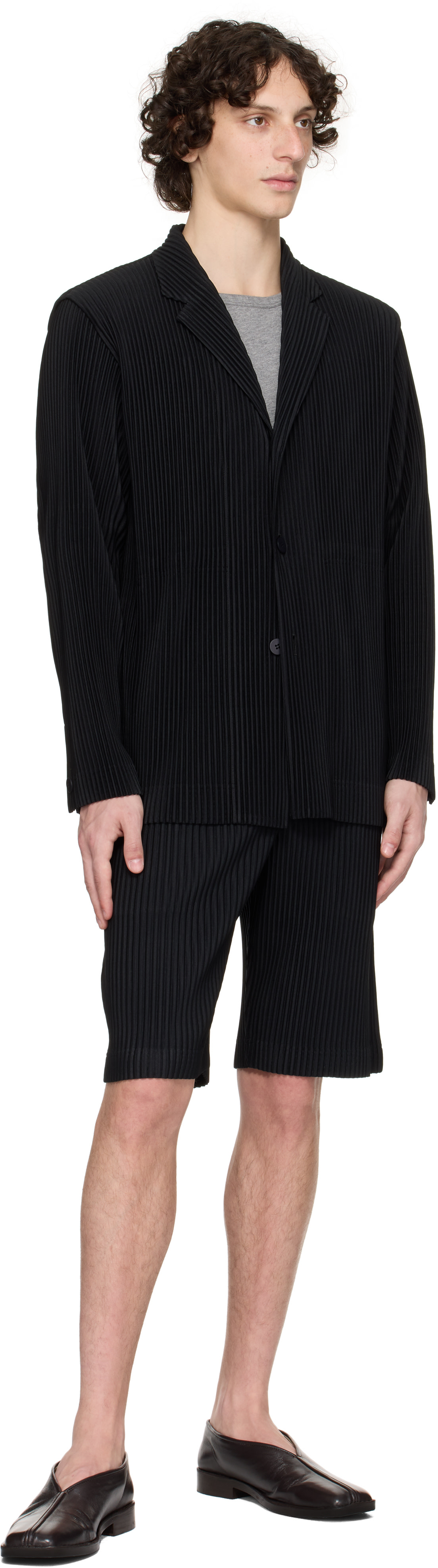 HOMME PLISSÉ ISSEY MIYAKE ブラック　サイズ2 HOMME PLISSÉ ISSEY MIYAKE: Black Tailored Pleats 2 Blazer | SSENSE