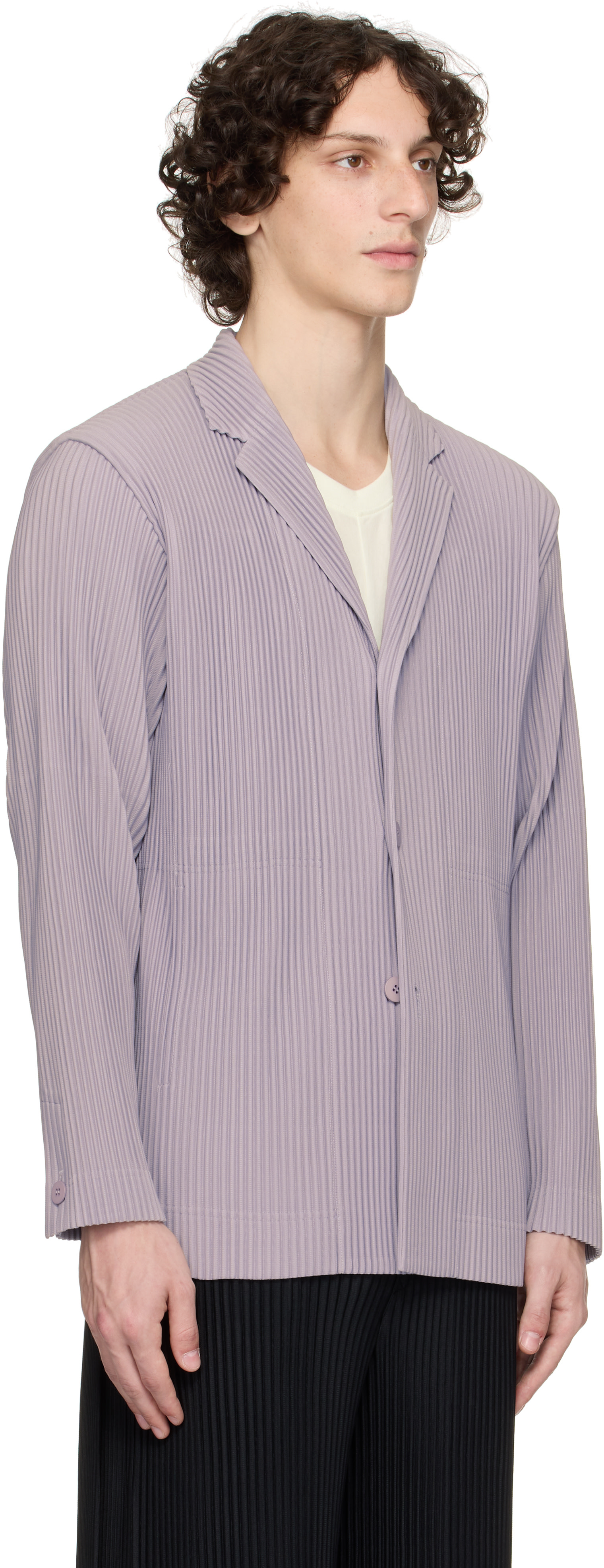タ*ラ様 HOMME PLISSE イッセイミヤケ TAILORED PLEAT HOMME PLISSÉ ISSEY MIYAKE: Purple Tailored Pleats 2 Blazer | SSENSE
