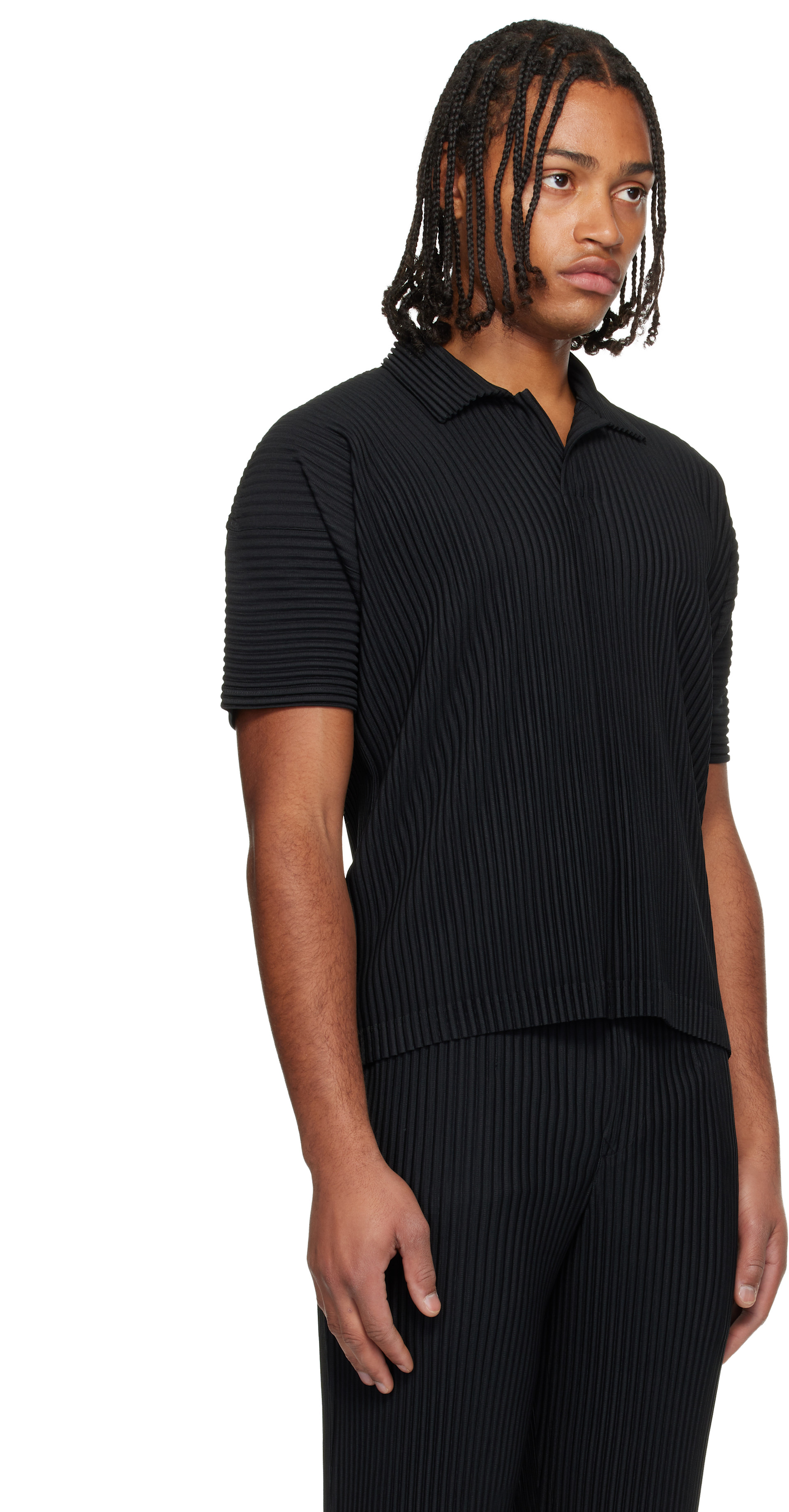 HOMME PLISSÉ ISSEY MIYAKE: Black Basics Polo | SSENSE Canada
