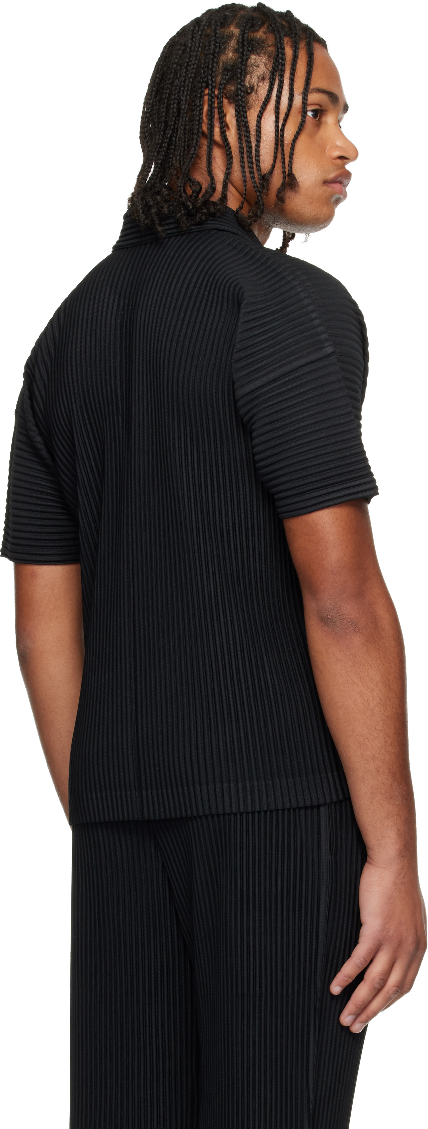 HOMME PLISSÉ ISSEY MIYAKE: Black Basics Polo | SSENSE