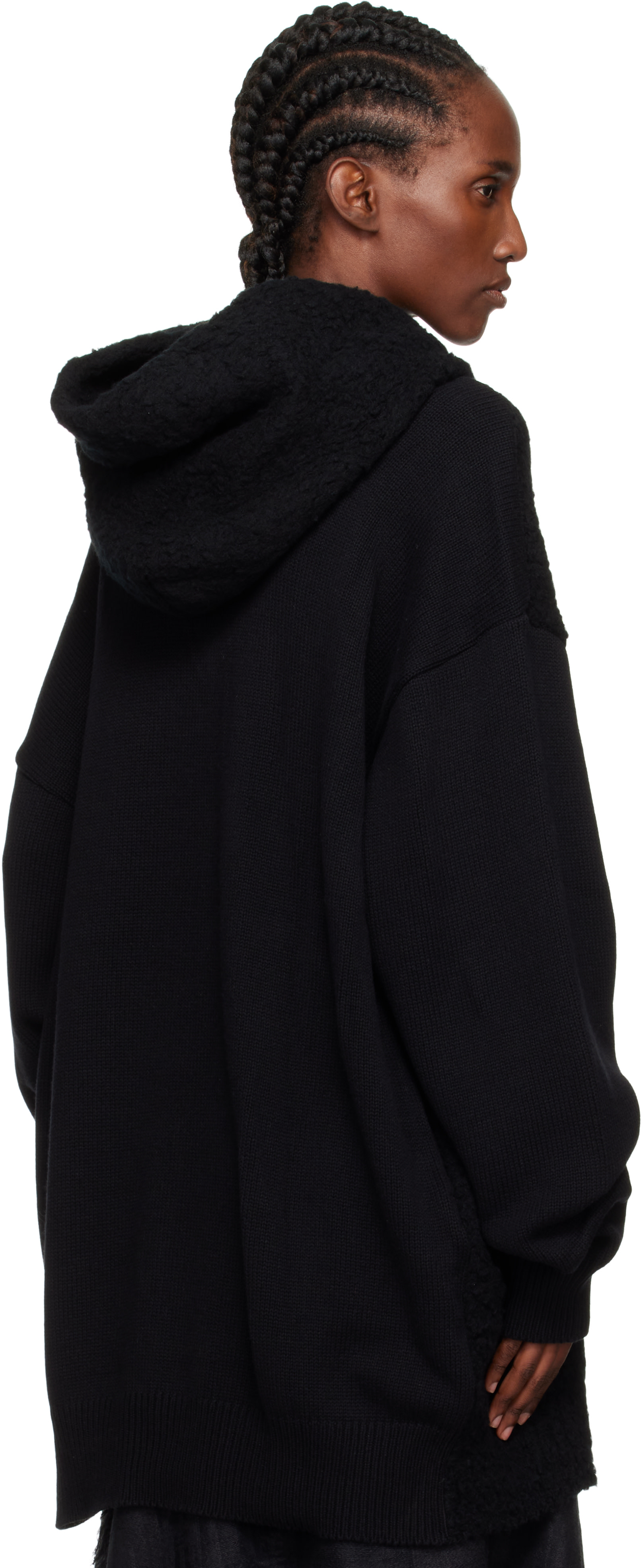 Y's - Pull à capuche noir à autobloqueurs