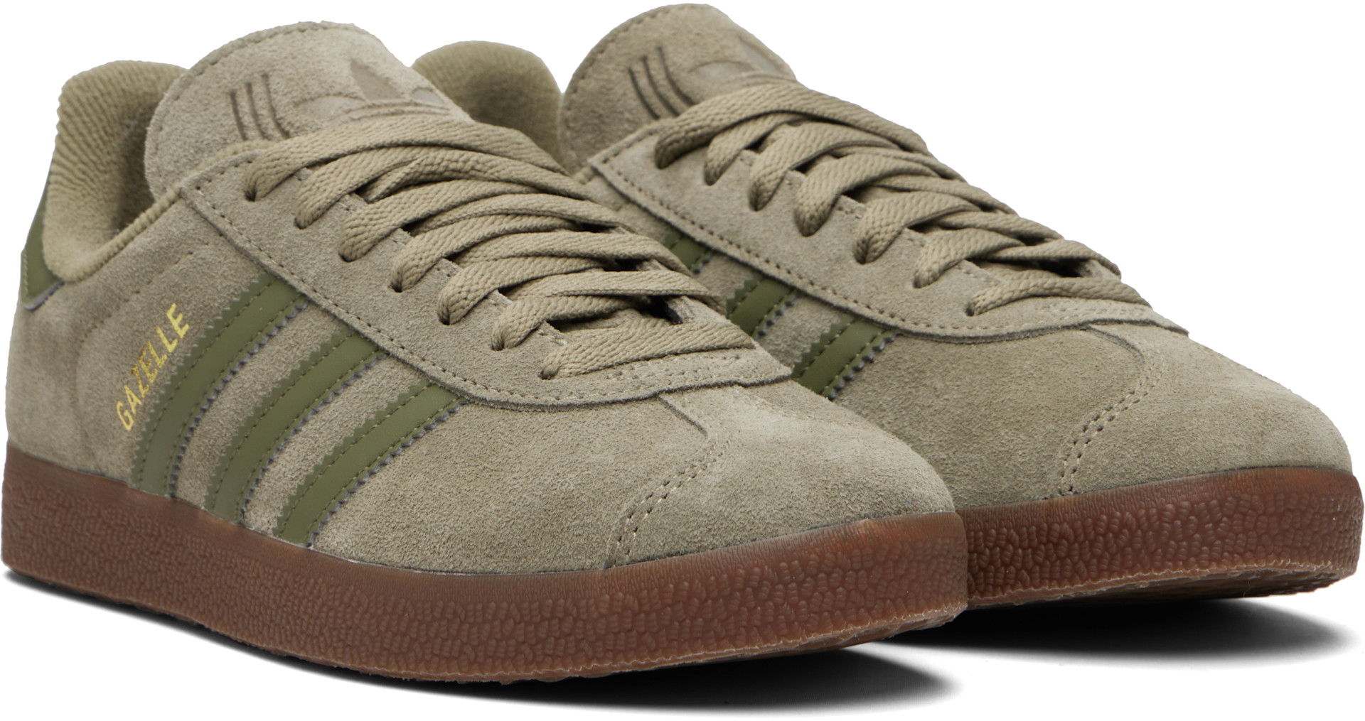 adidas gazelle silver green womens Gazelle Indoor Shoes Olive Strata/Cloud White/Gold Metallic – Karen Walker main image 1
