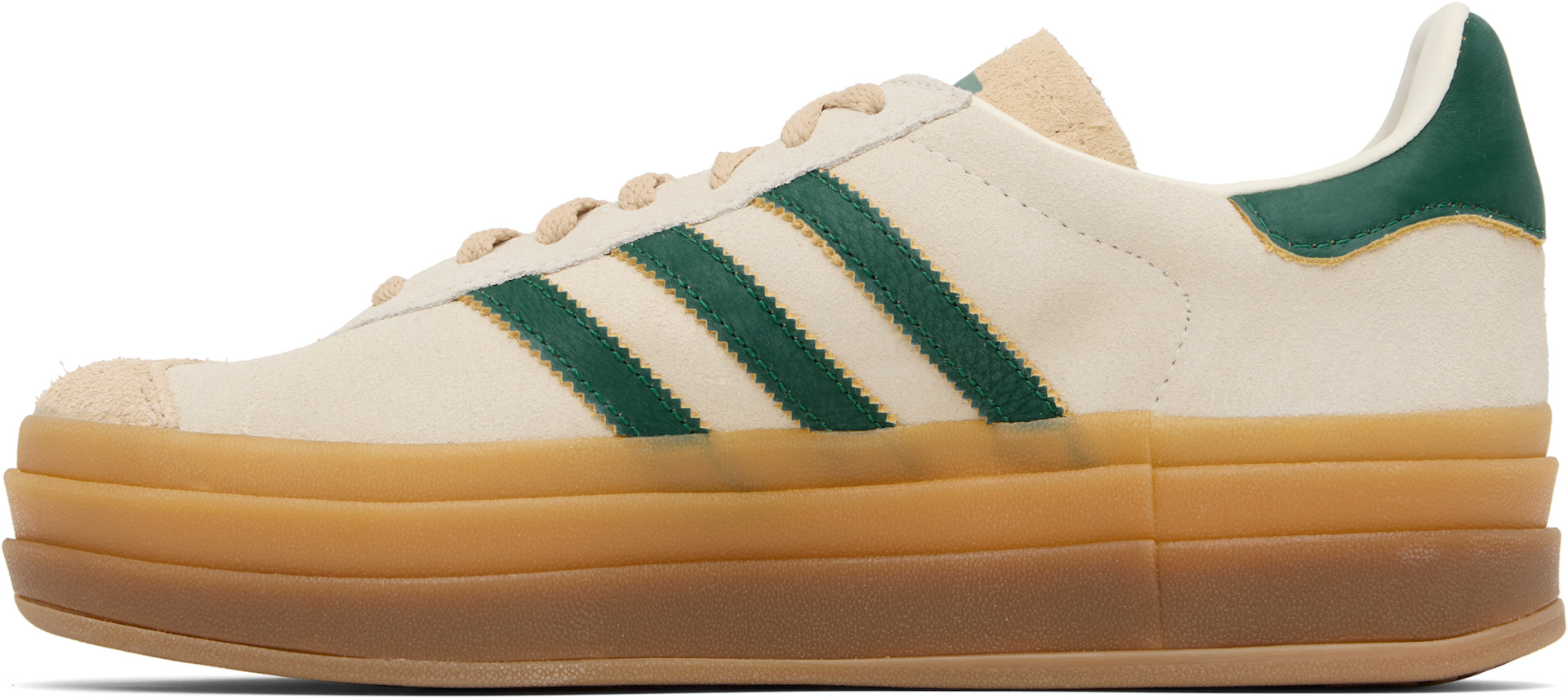 adidas Originals: Beige & Green Gazelle Bold Sneakers | SSENSE
