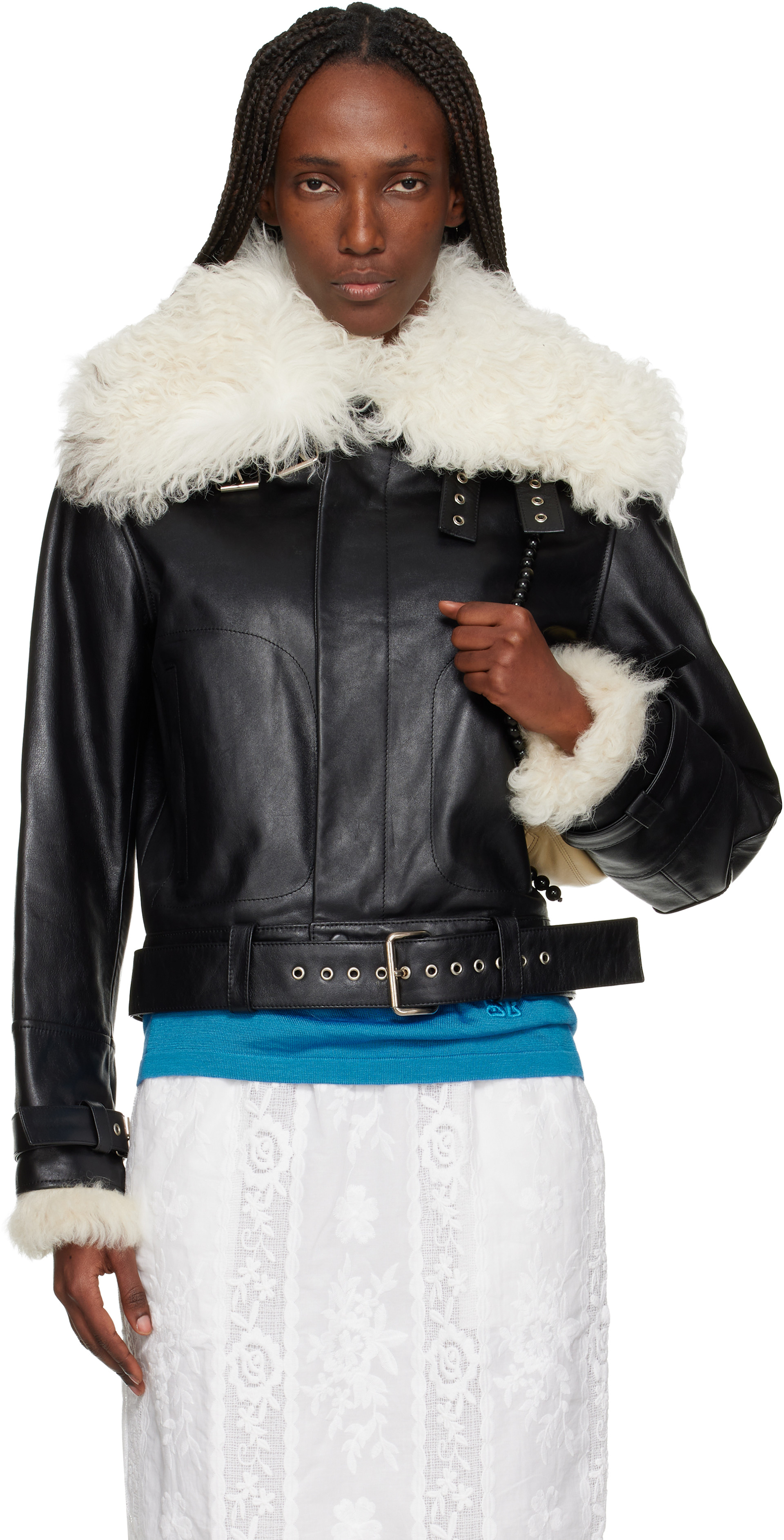 Wales Bonner: Black 'The Bridge' Leather Jacket | SSENSE