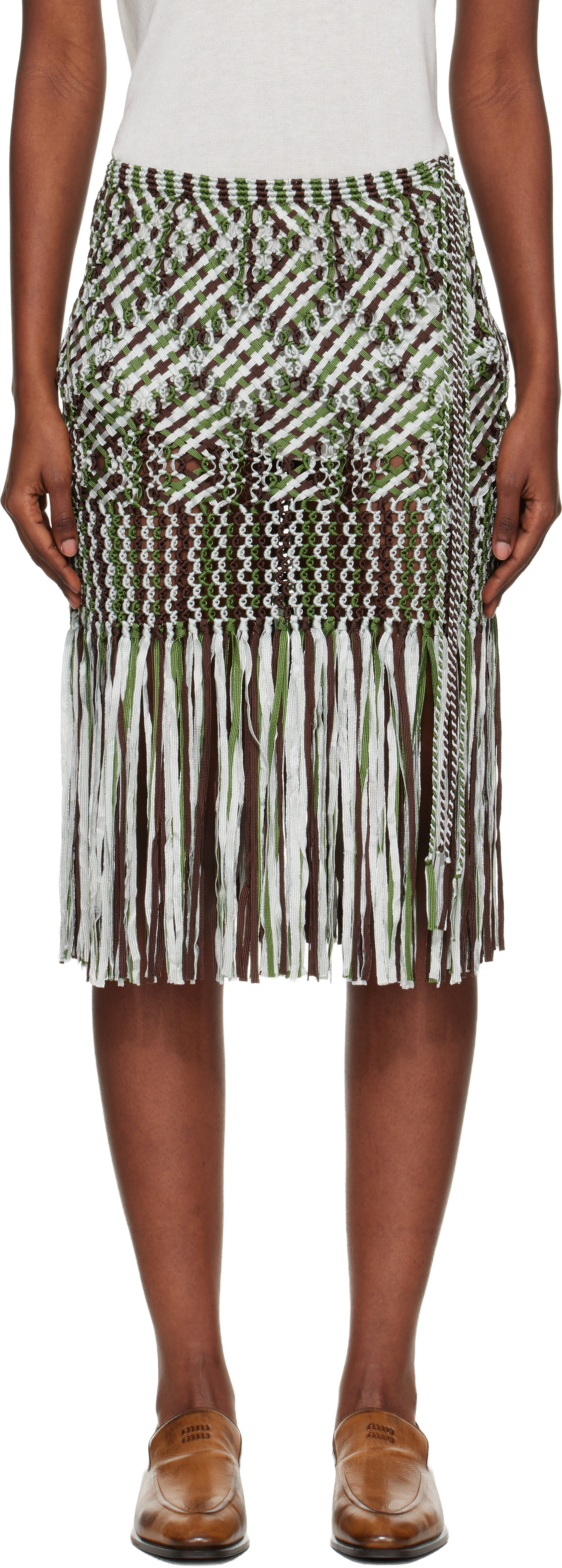 Wales Bonner - Jupe midi Java multicolore en macramé