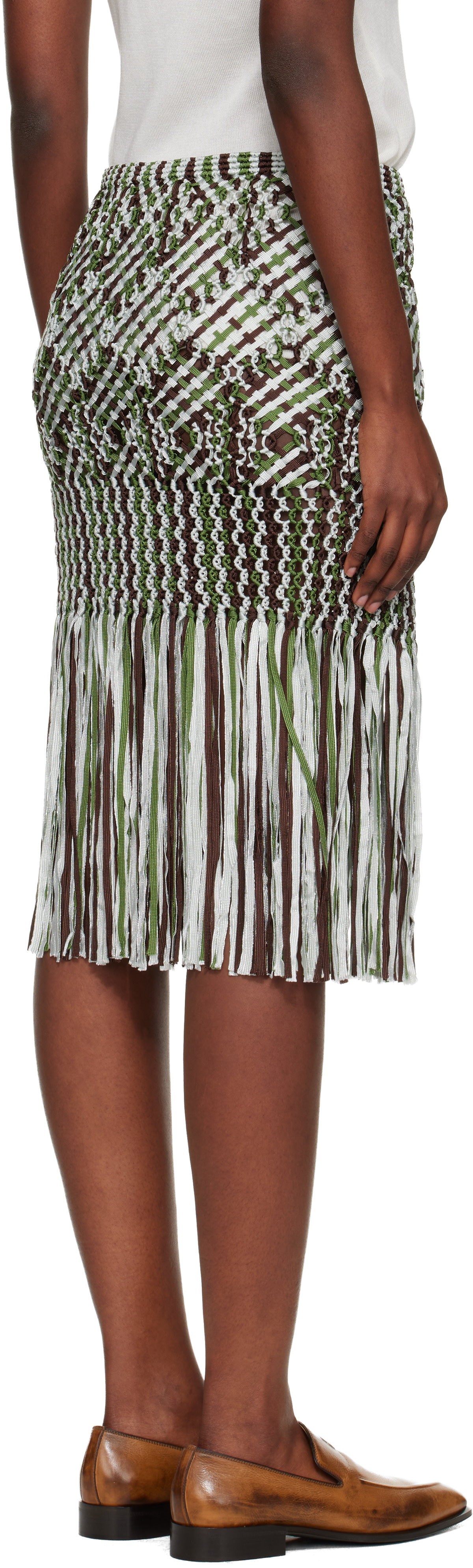 Wales Bonner - Jupe midi Java multicolore en macramé