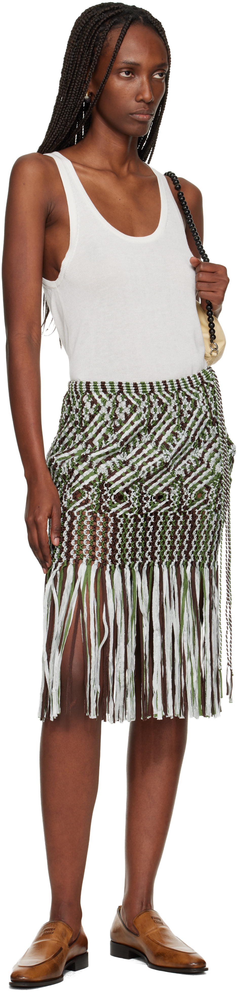 Wales Bonner - Jupe midi Java multicolore en macramé