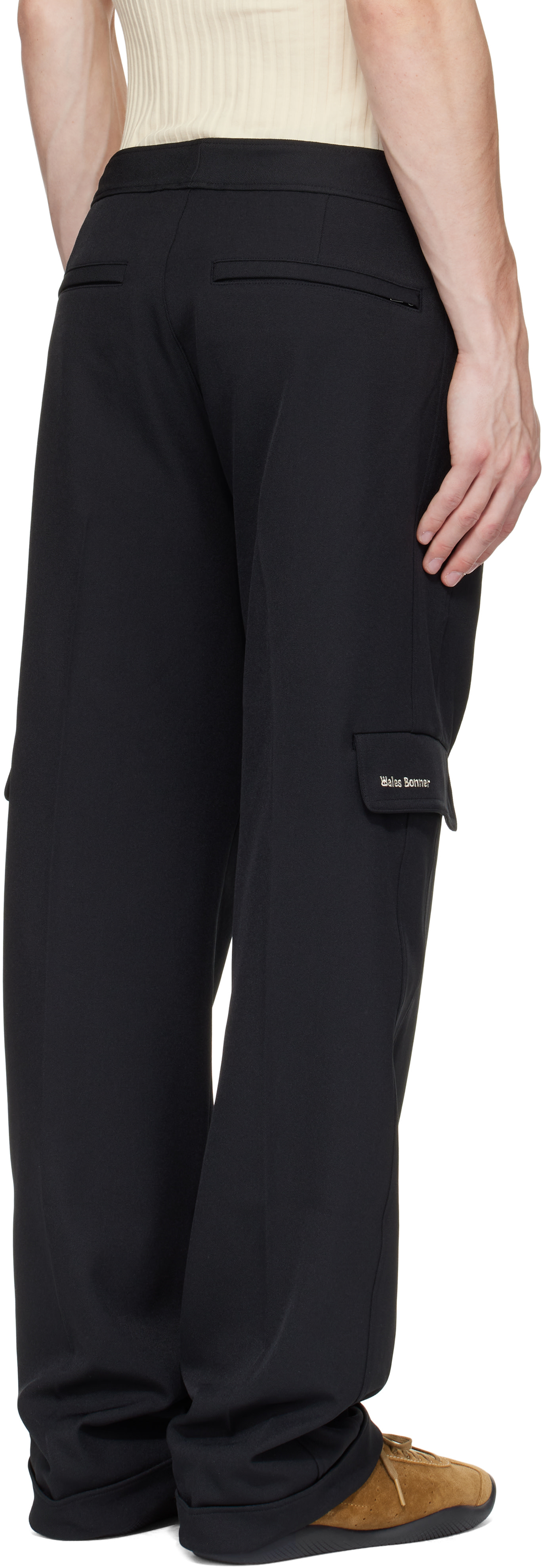 Wales Bonner: Black adidas Originals Edition Sailor Trousers Wales Bonner: Black adidas Originals Edition Sailor Trousers