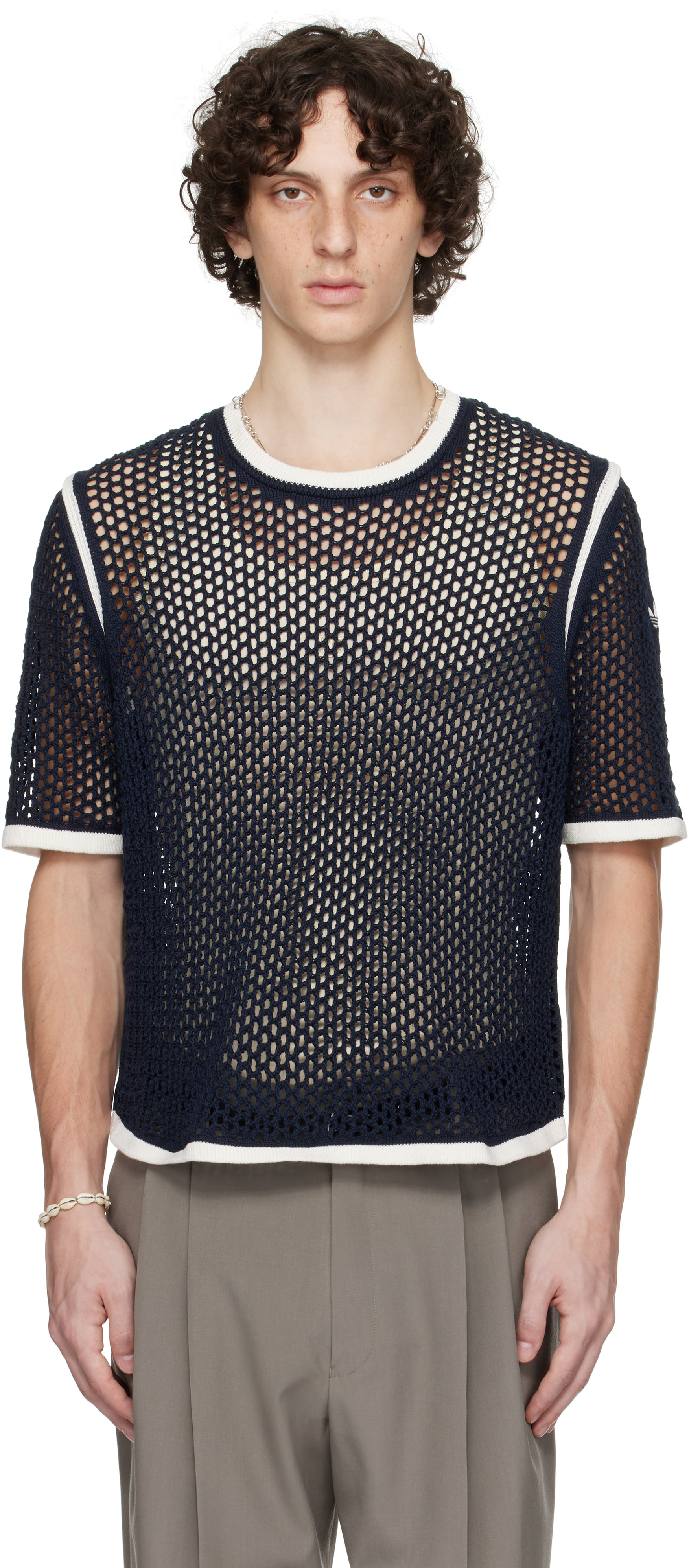 Wales Bonner: Navy adidas Originals Edition Knit T-shirt | SSENSE