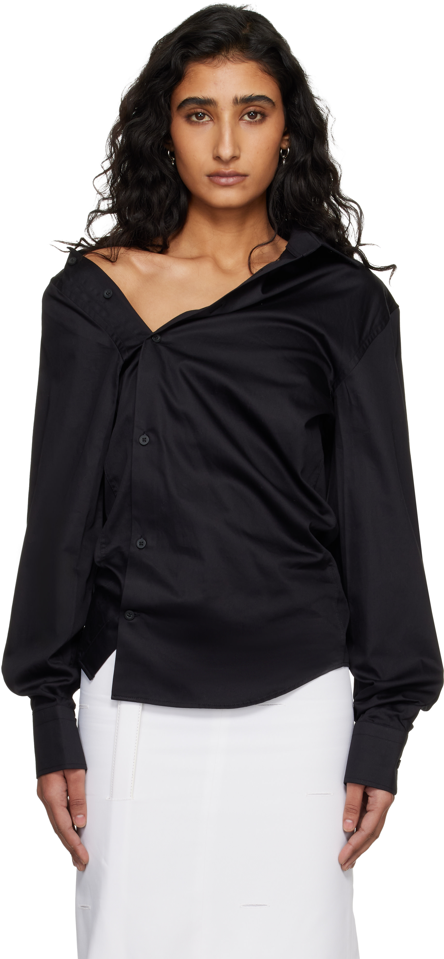 HODAKOVA: Black Asymmetric Shirt | SSENSE