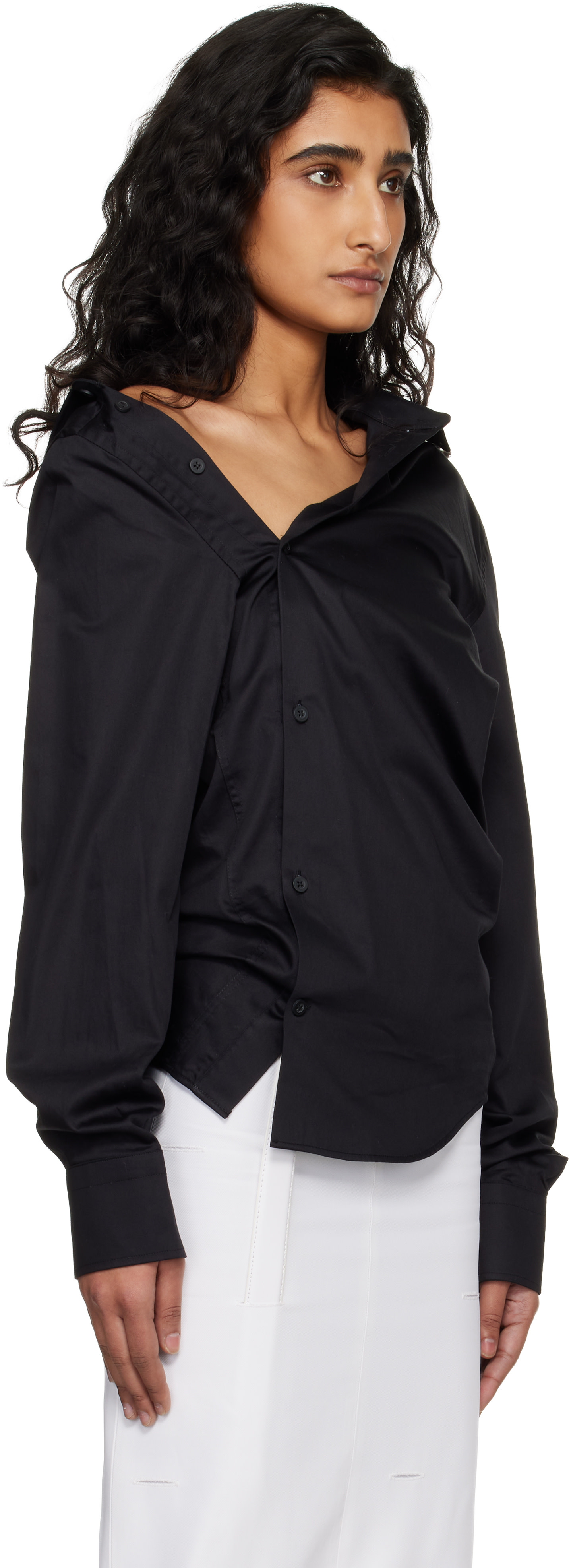 HODAKOVA: Black Asymmetric Shirt | SSENSE Canada