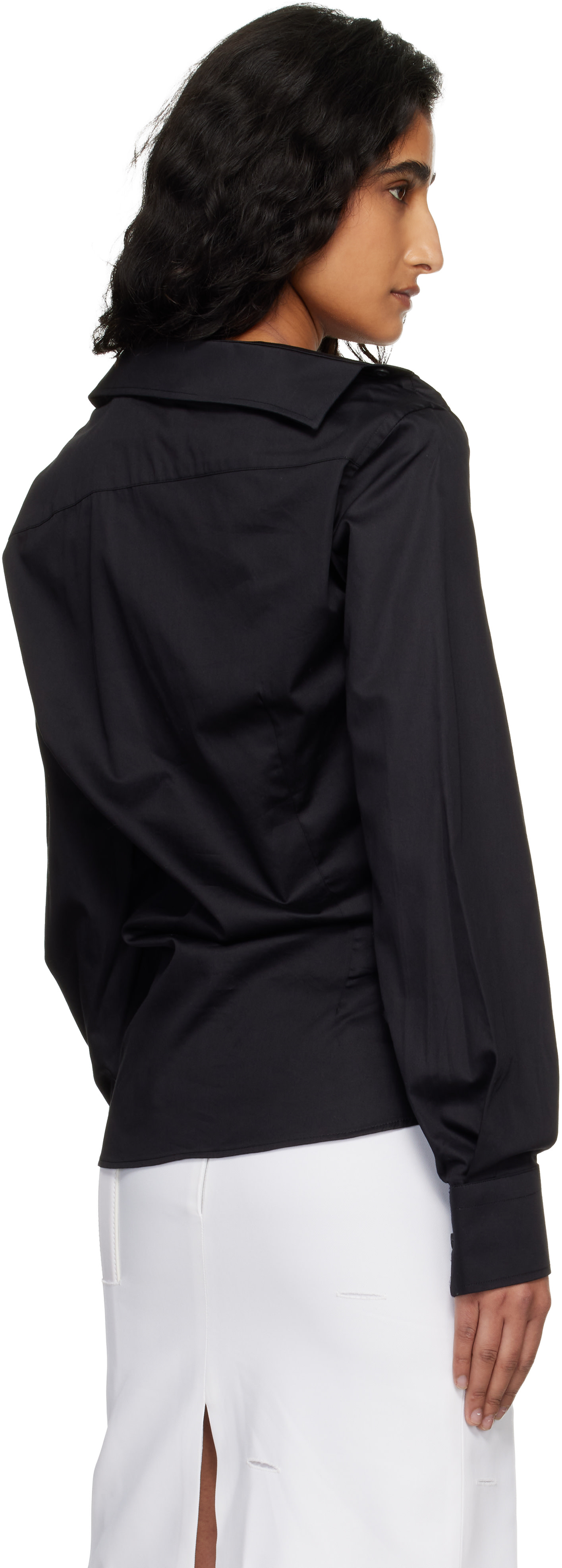 HODAKOVA: Black Asymmetric Shirt | SSENSE Argentina