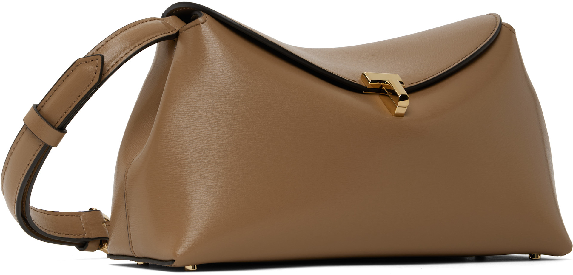 TOTEME: Taupe T-Lock Leather Clutch | SSENSE Canada