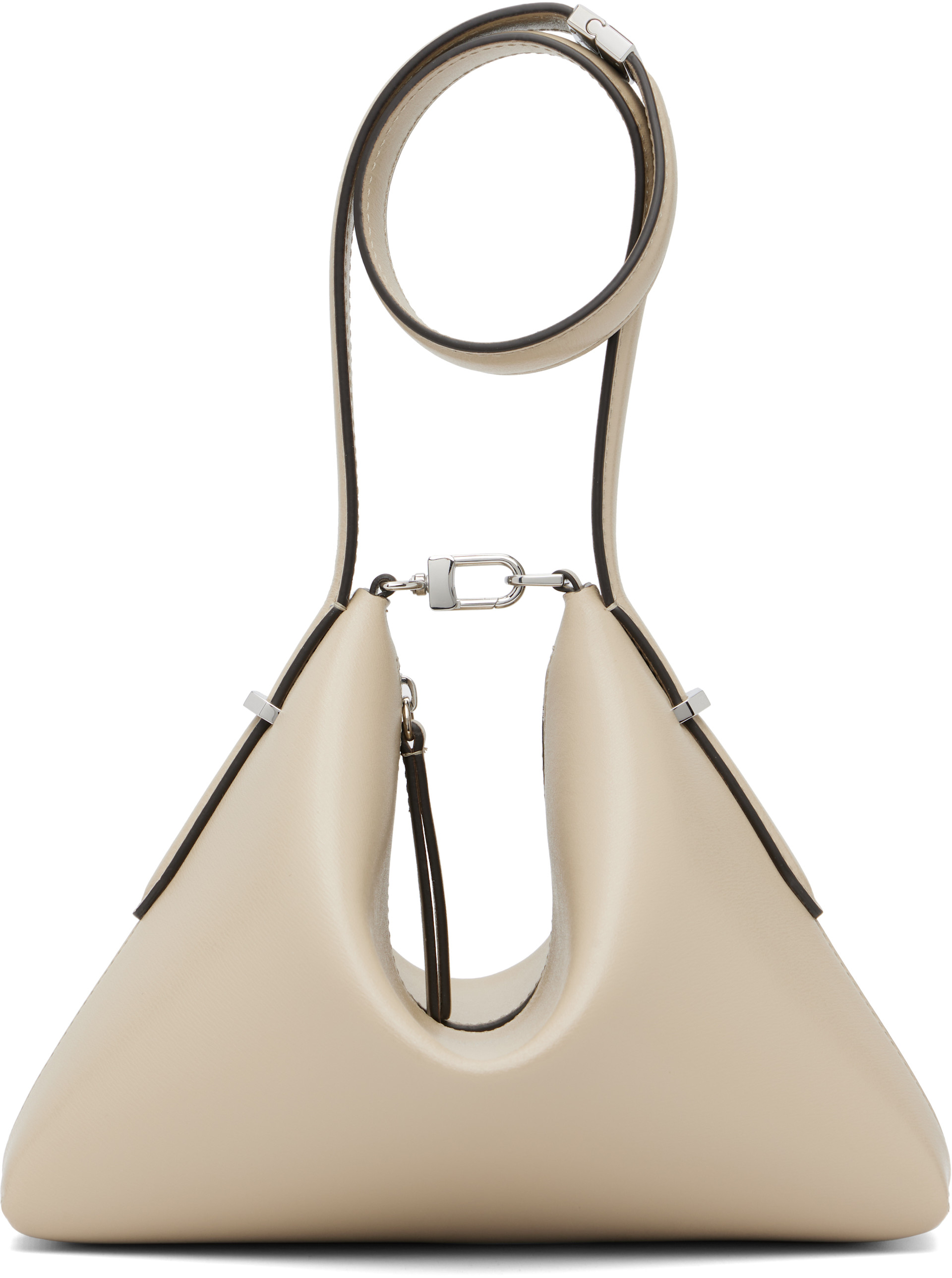 TOTEME: Taupe Bevel Leather Wristlet Clutch | SSENSE
