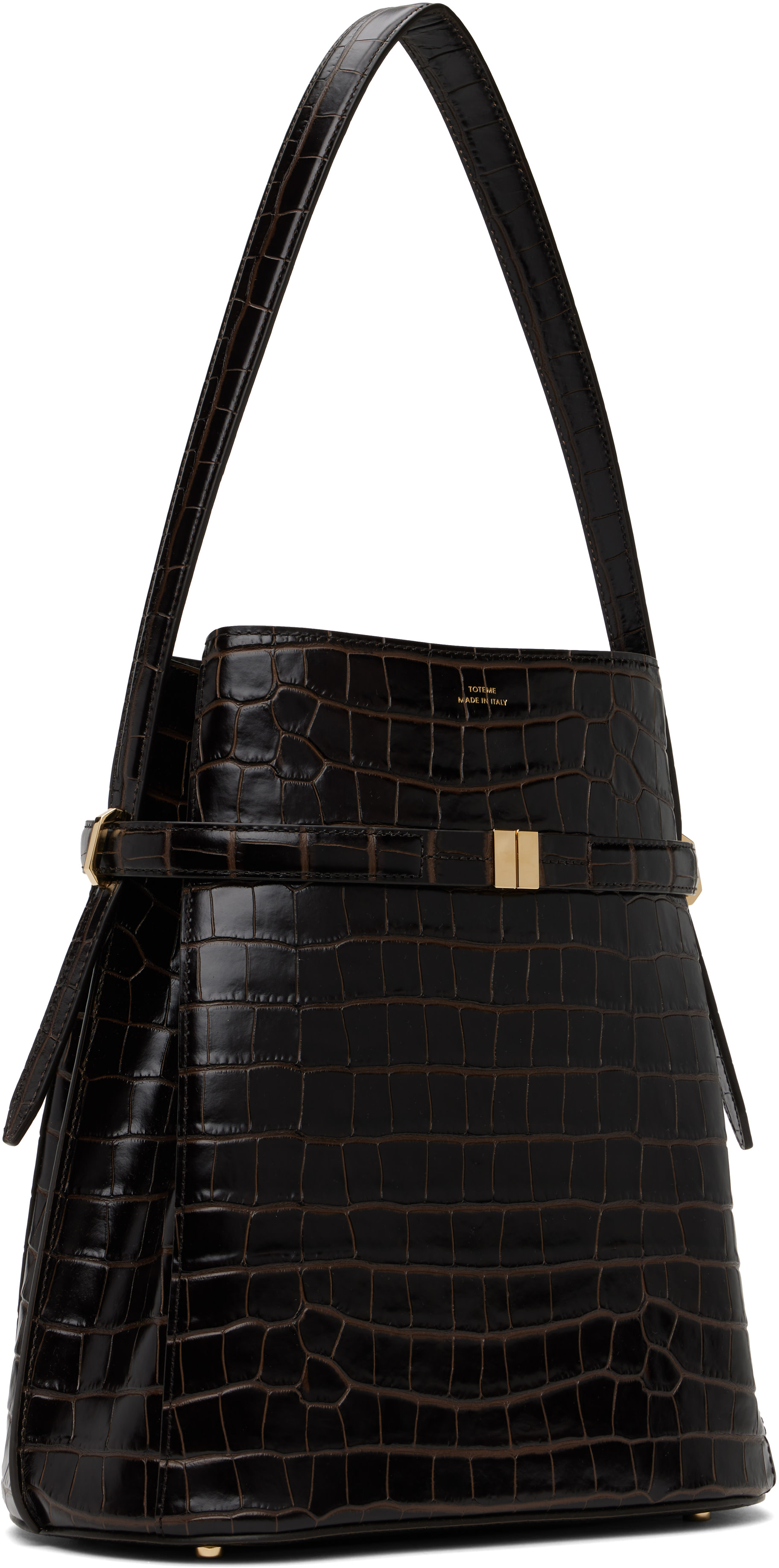 TOTEME: ブラウン ベルト クロコエンボス バケットバッグ | SSENSE 日本
