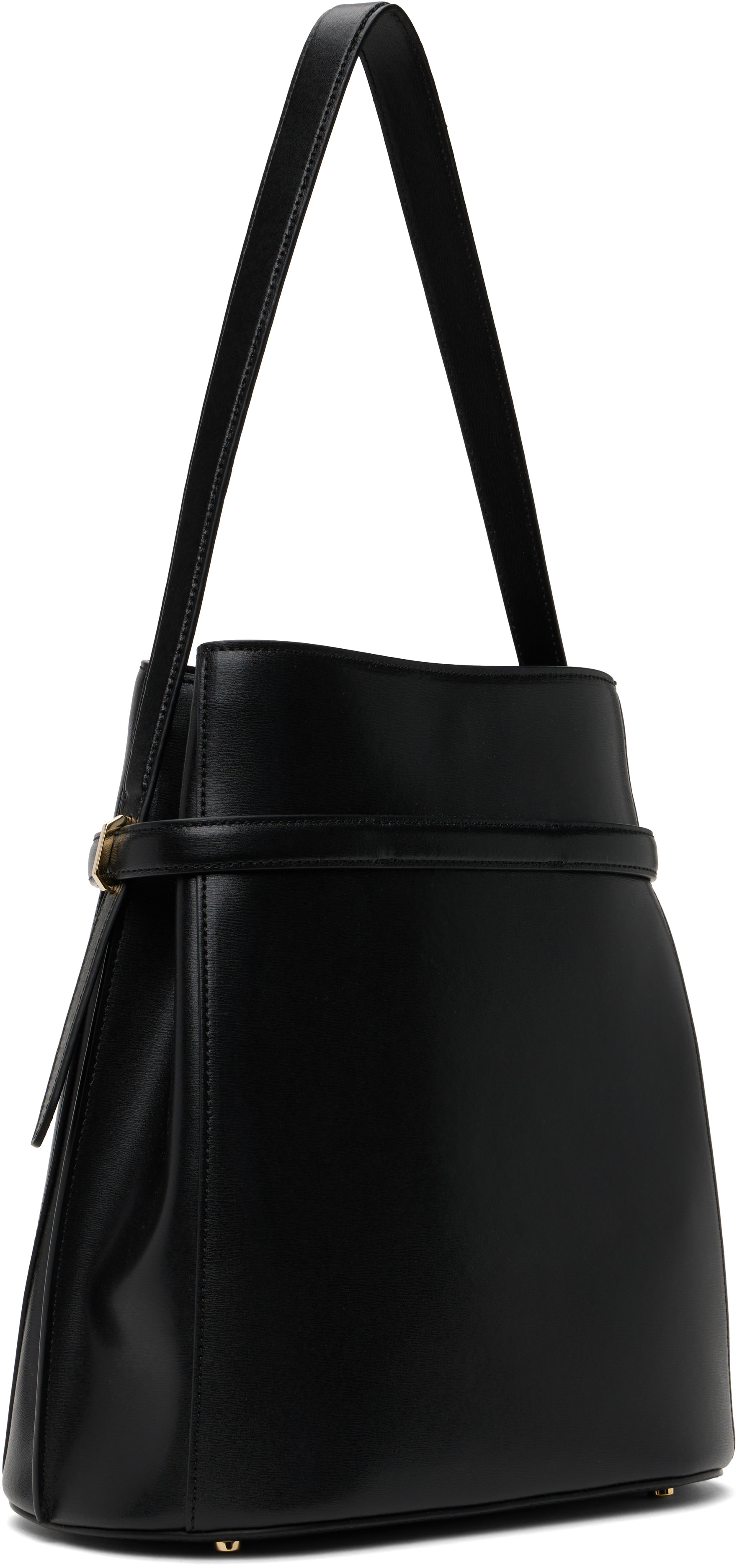 【新品未使用】TOTEME レザーバケットバッグ TOTEME: ブラック ベルト レザー バケットバッグ | SSENSE 日本