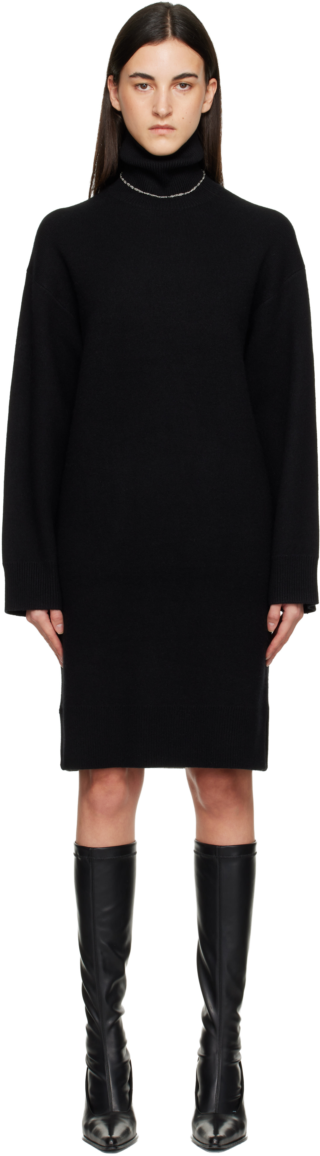 TOTEME - Robe courte ample noire à col roulé
