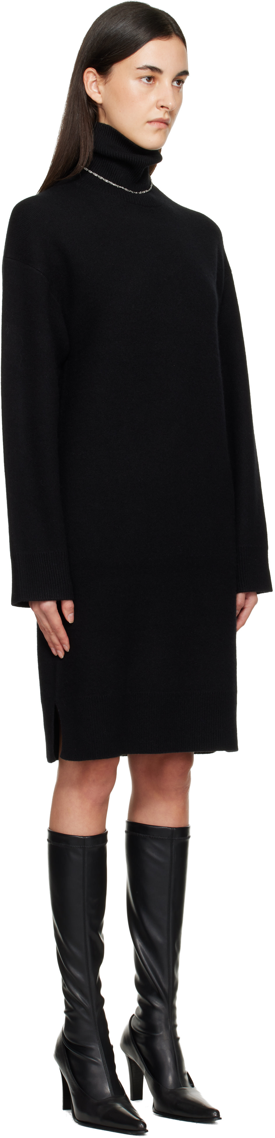 TOTEME - Robe courte ample noire à col roulé