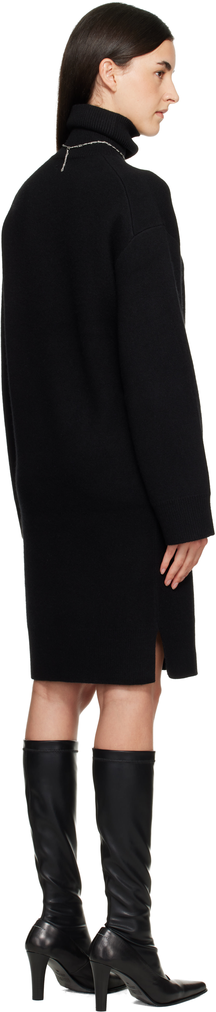 TOTEME - Robe courte ample noire à col roulé