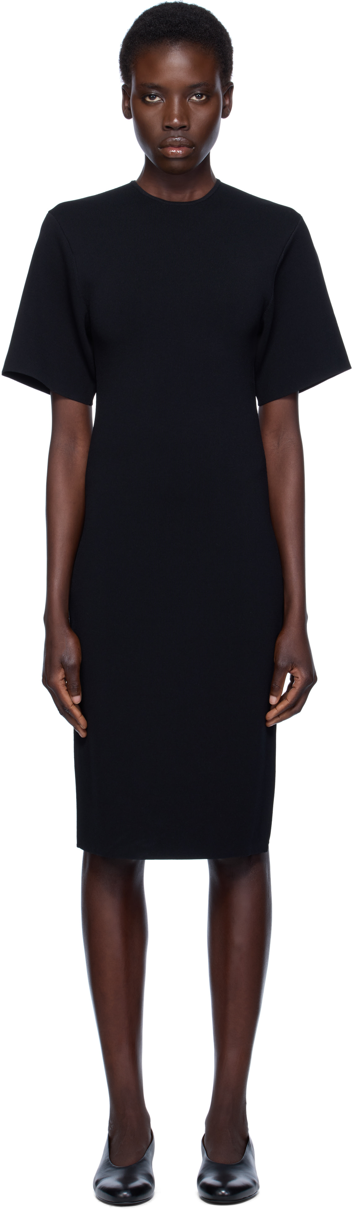TOTEME: Black Tee Knit Midi Dress | SSENSE TOTEME: Black Tee Knit Midi Dress | SSENSE