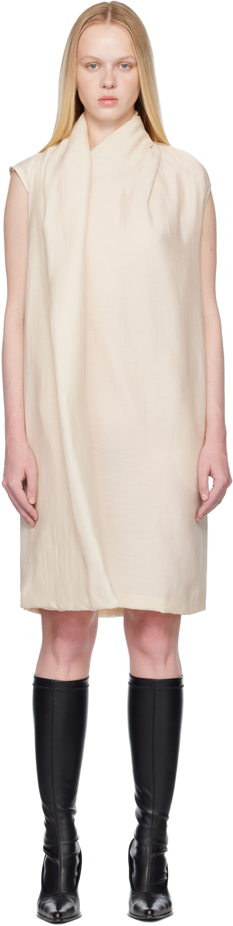 TOTEME - Robe midi blanc cassé à écharpe