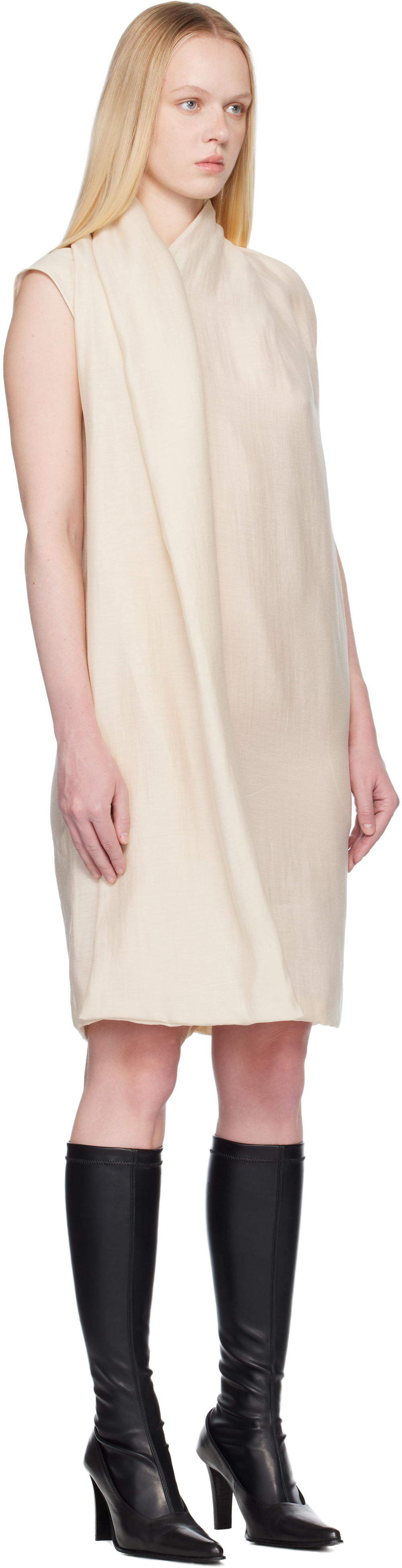 TOTEME - Robe midi blanc cassé à écharpe