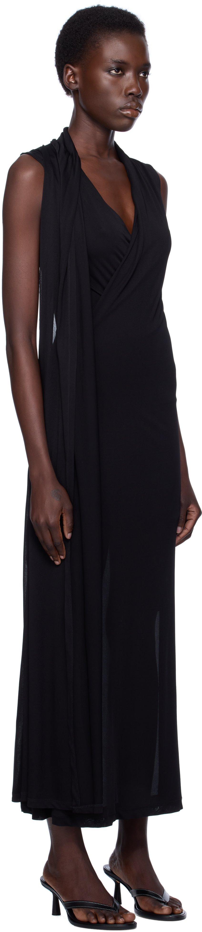 TOTEME - Robe longue noire à écharpe