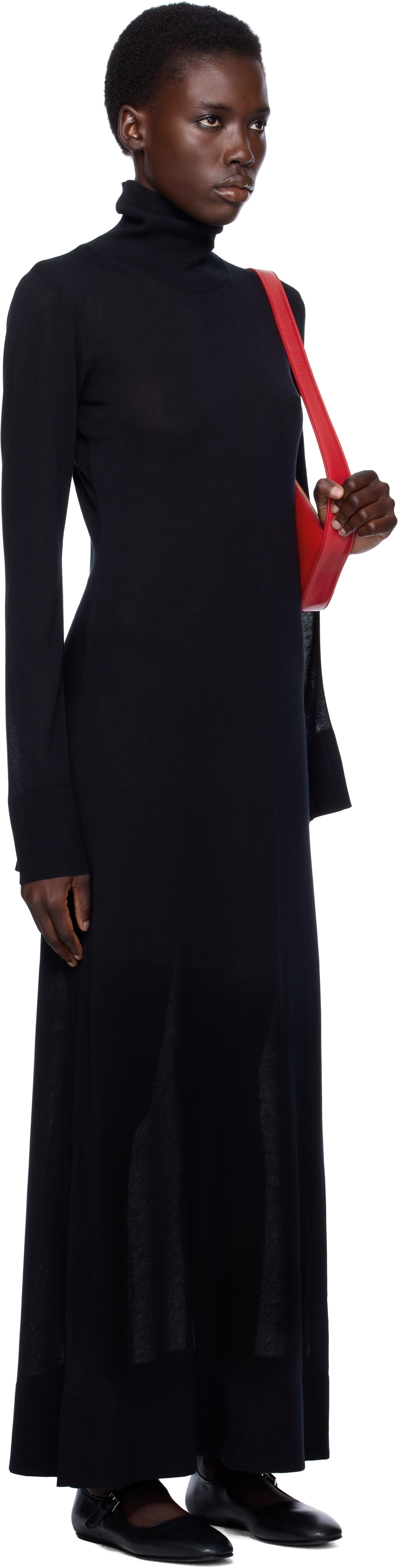 ruffled pointelle knit dress Girl's Pointelle Sweater Dress - Red main image 1