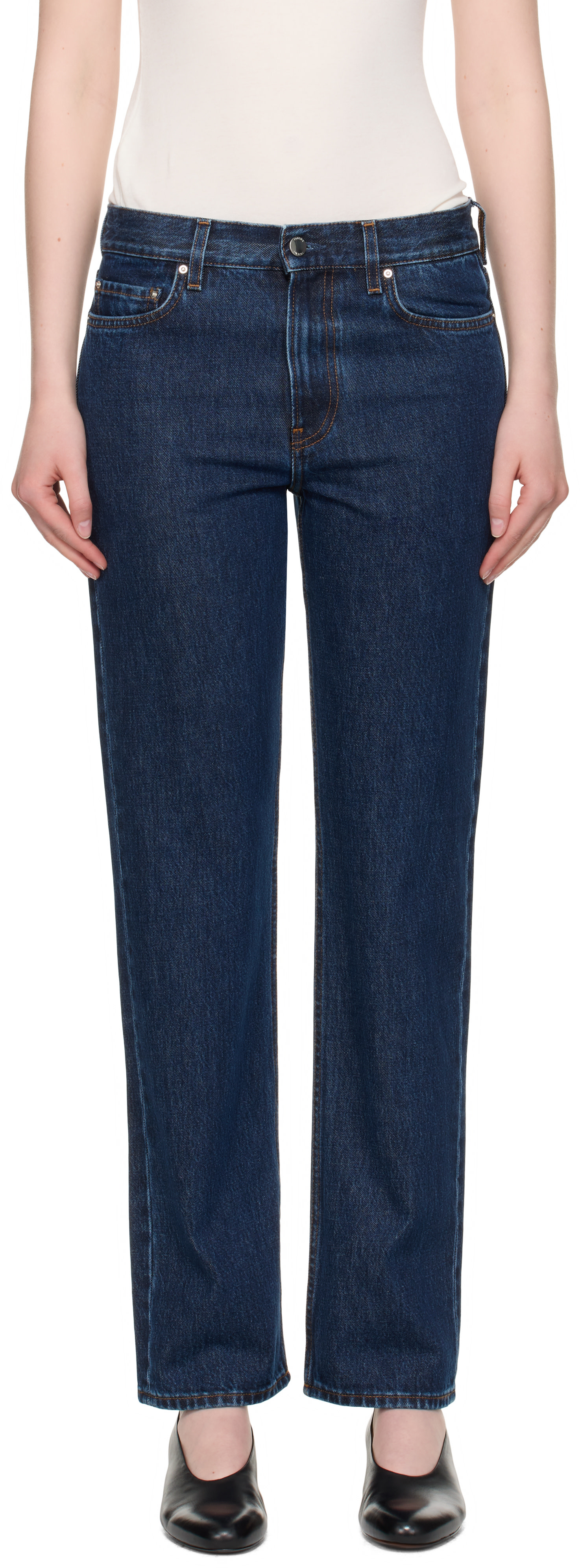 TOTEME - Jean droit indigo à taille basse