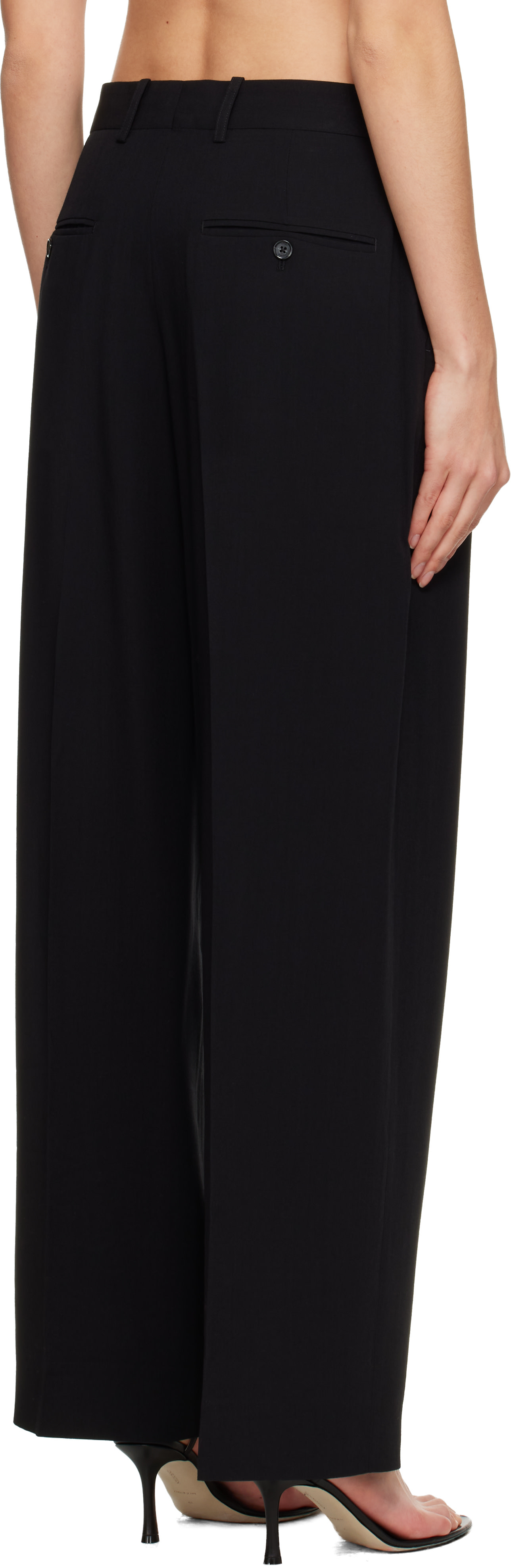 TOTEME: Black Wide Fluid Trousers | SSENSE