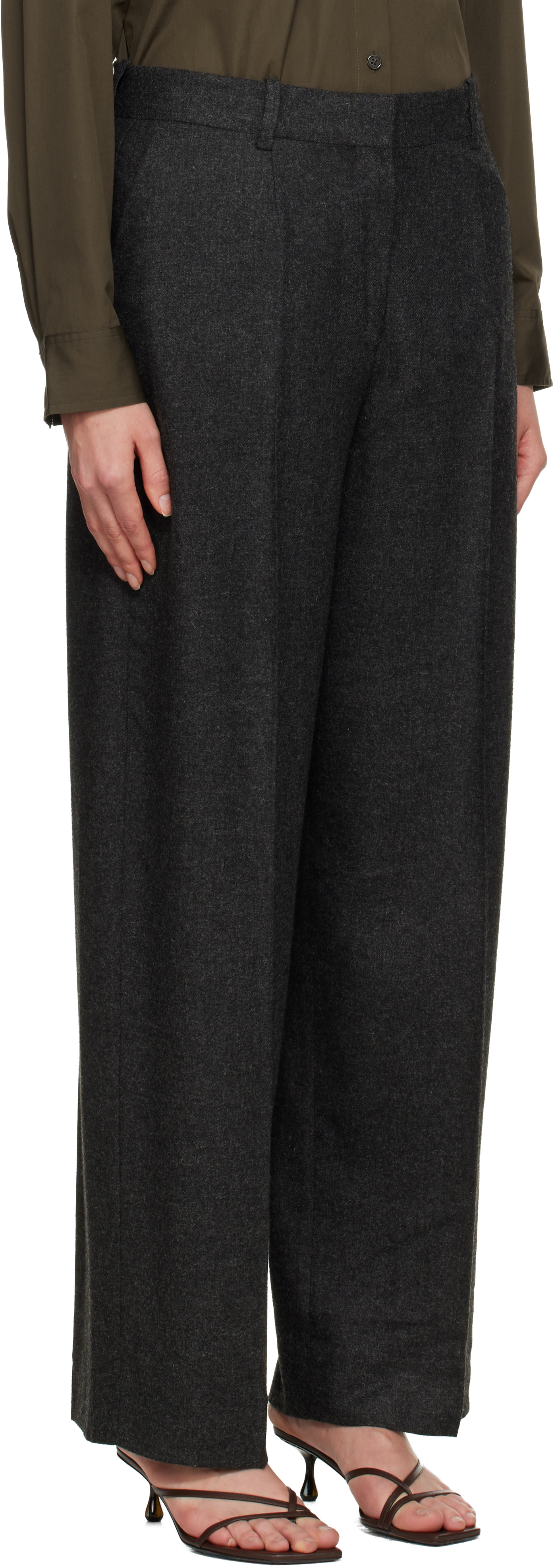 TOTEME - Pantalon ample gris en flanelle
