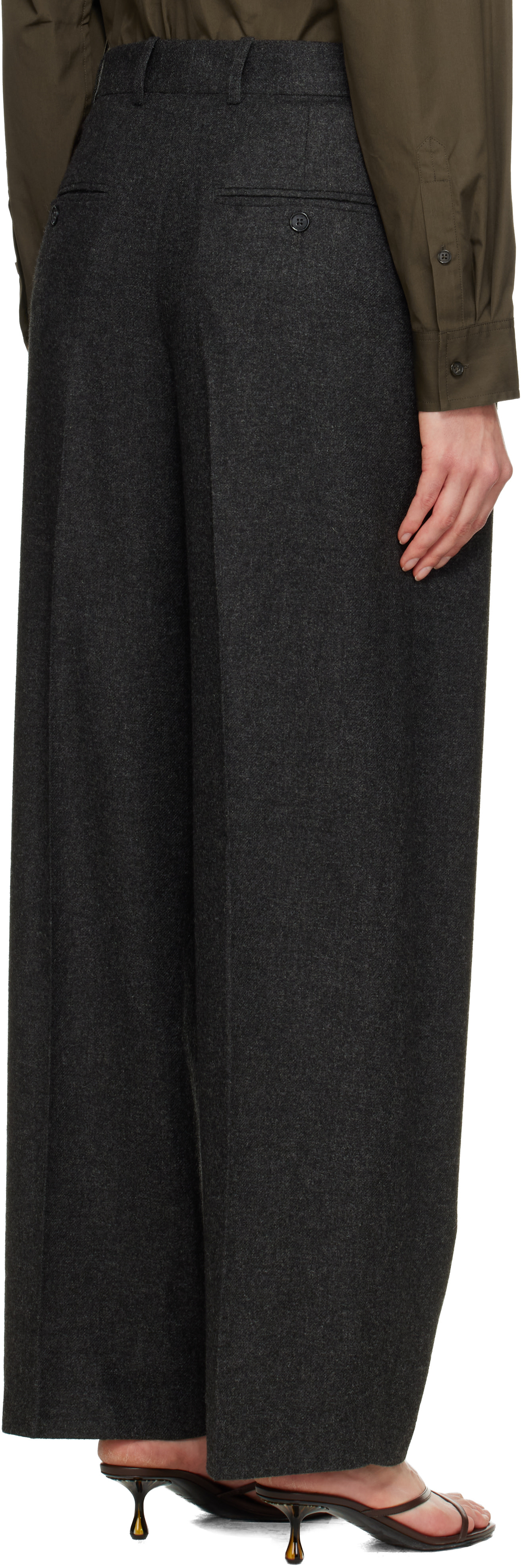 TOTEME - Pantalon ample gris en flanelle