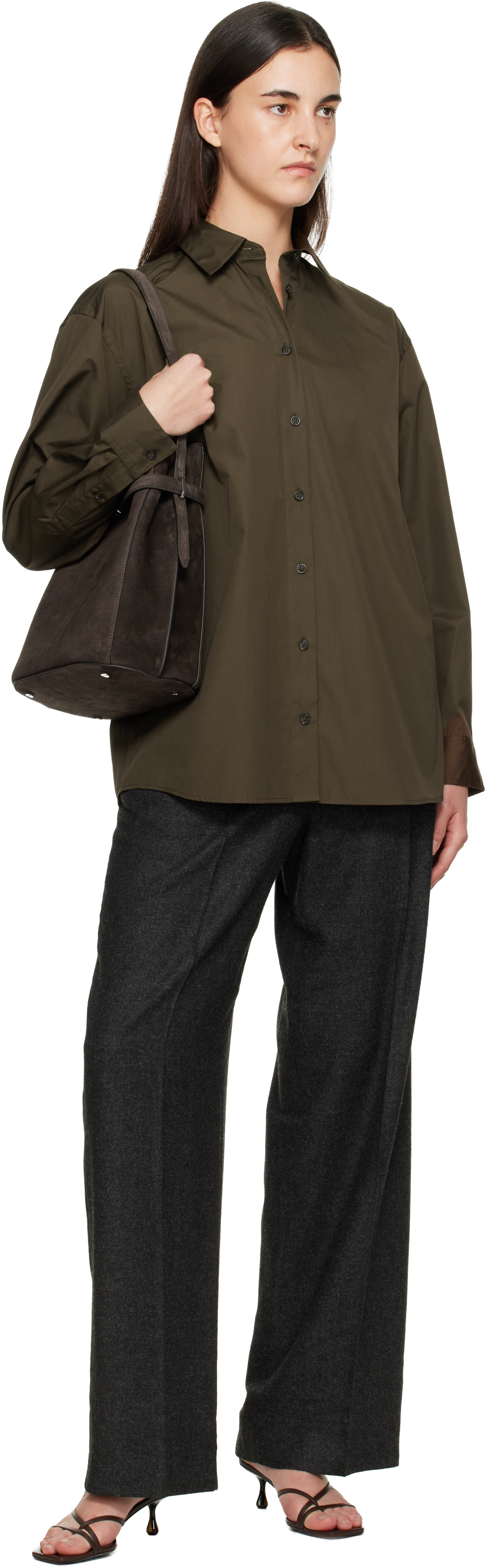 TOTEME - Pantalon ample gris en flanelle