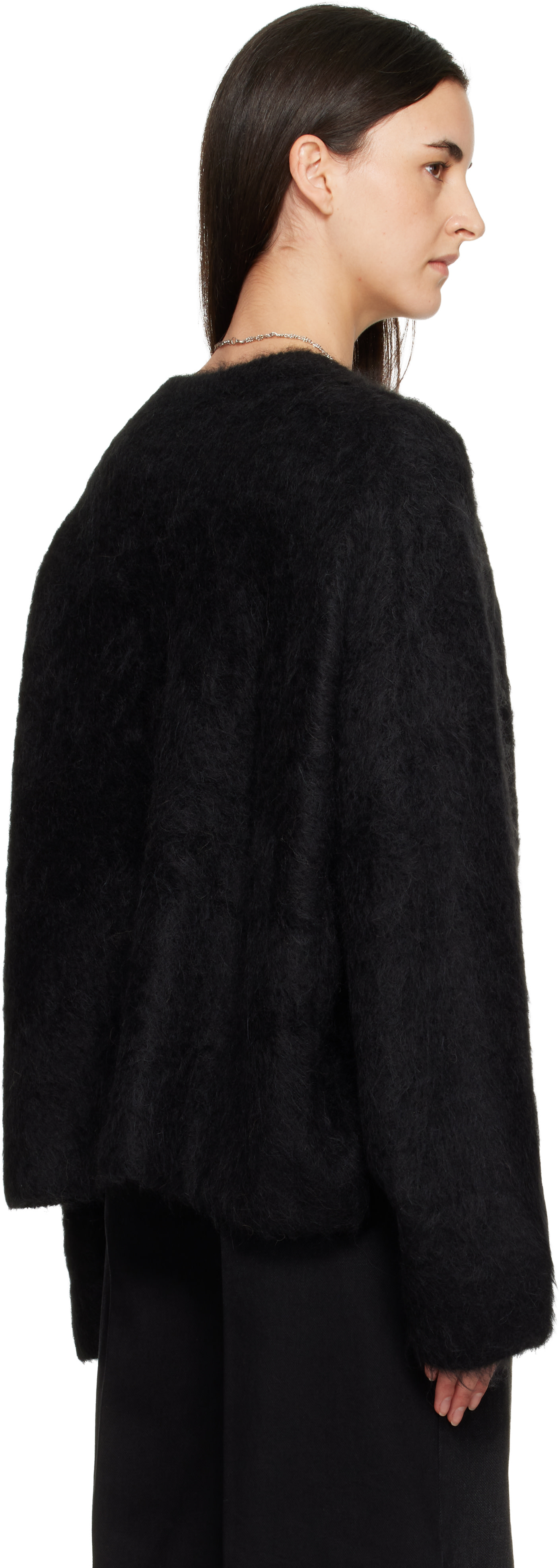 TOTEME: Black Boxy Alpaca Knit Sweater | SSENSE