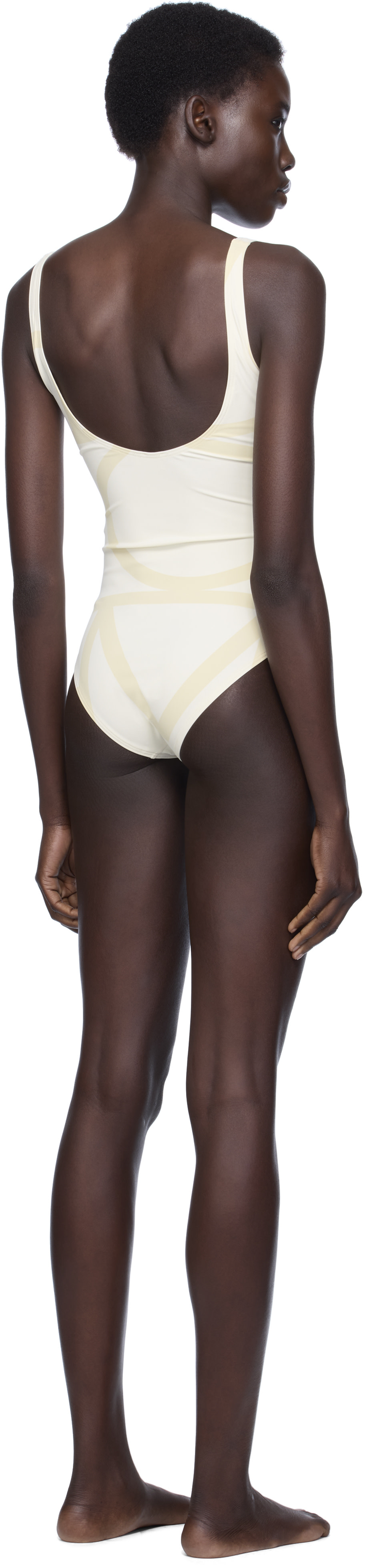 TOTEME - Maillot de bain beige à monogrammes