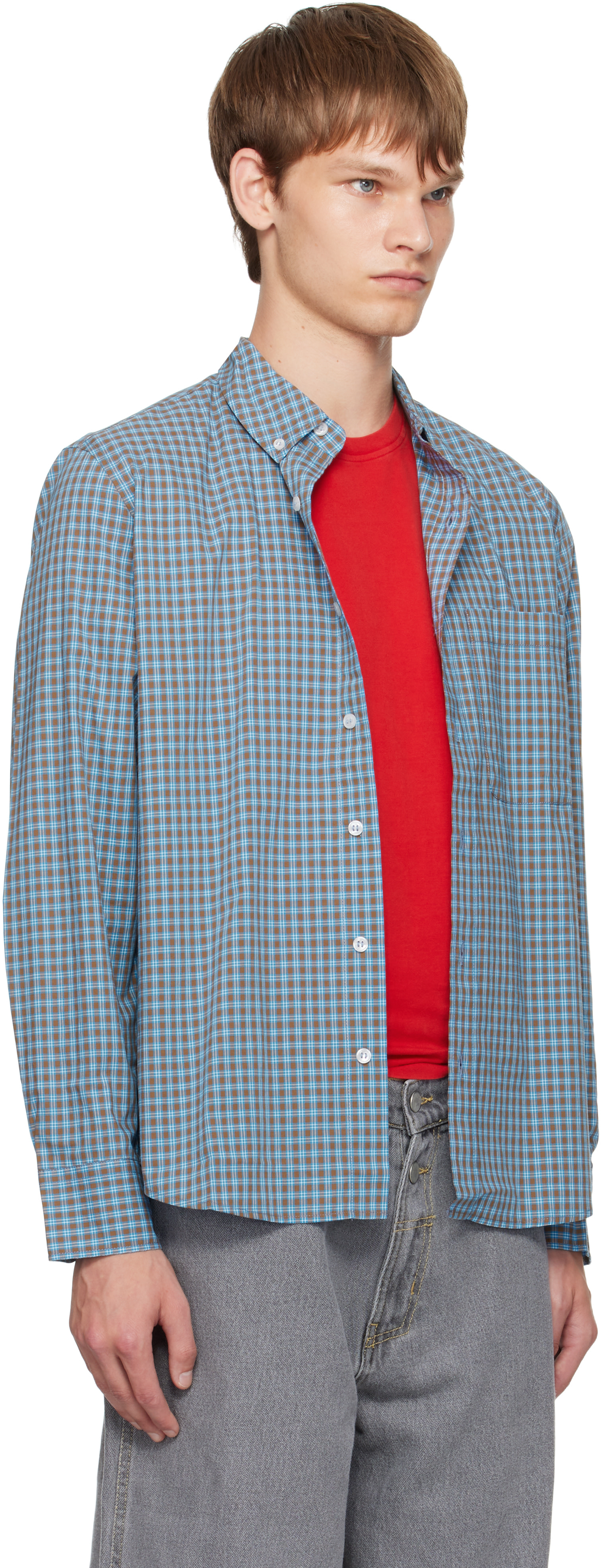 Gimaguas: Blue & Brown Jeremy LS Shirt | SSENSE