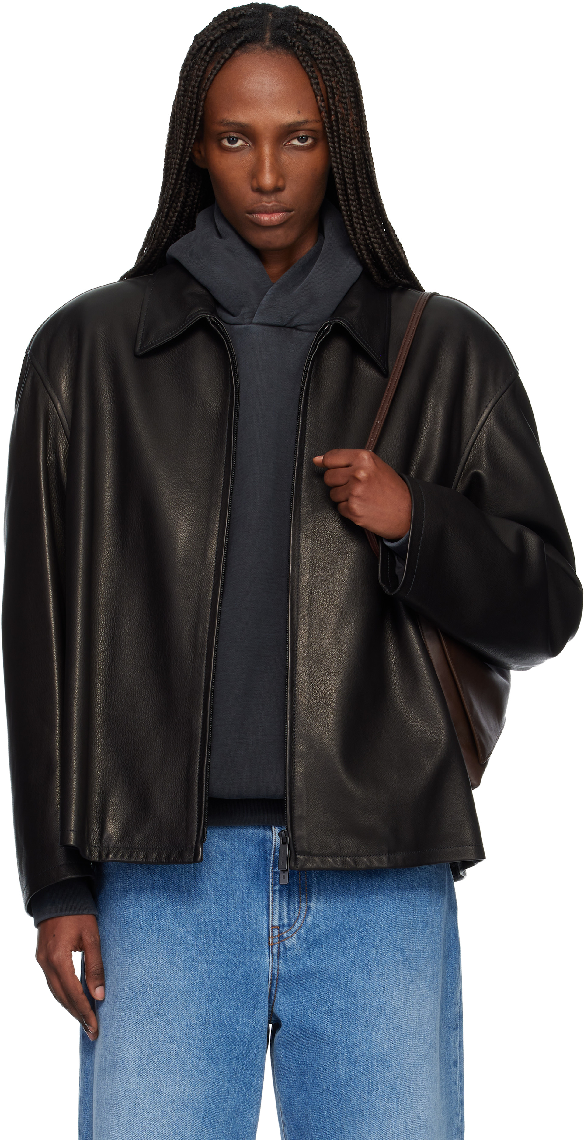 Fear of God: Black Rider Leather Jacket | SSENSE