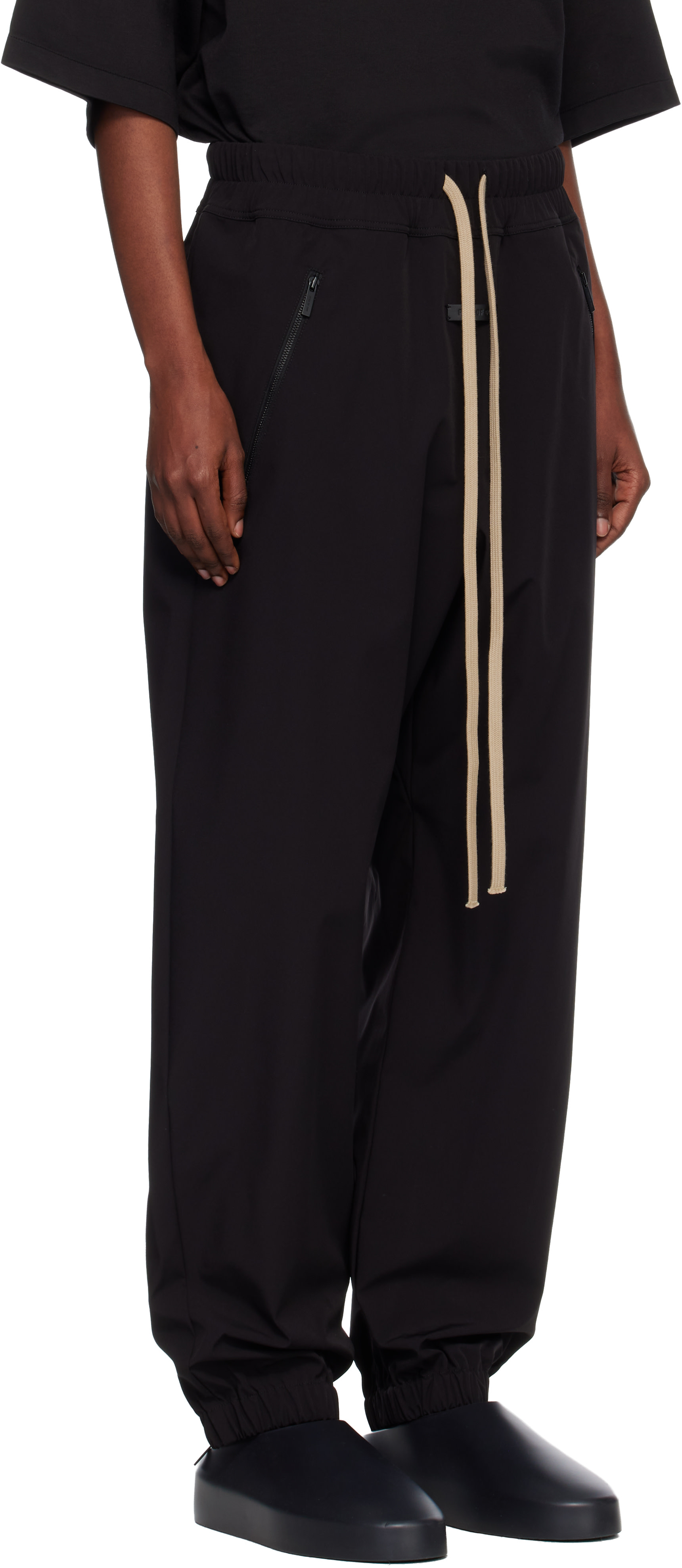 Fear of God: Black Nylon Track Pants | SSENSE