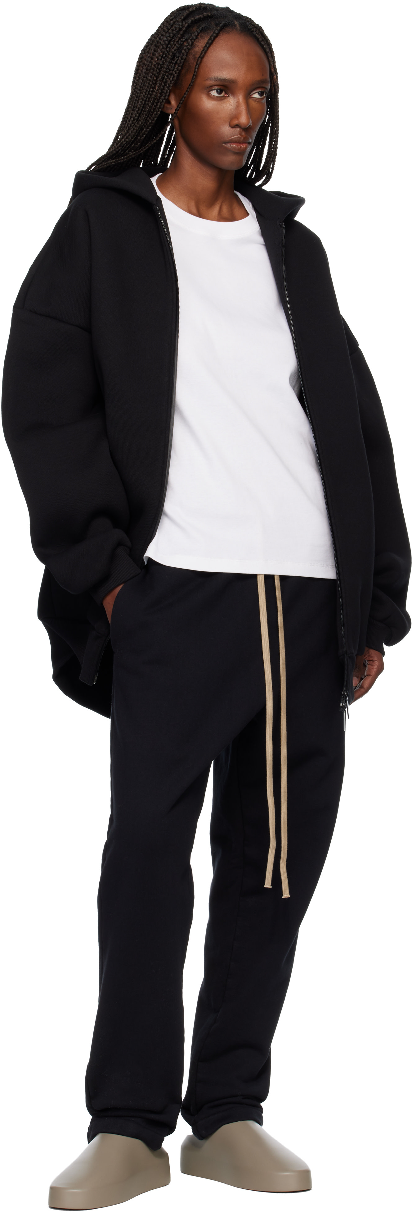 Fear of God: Black Athletics Zip Up Hoodie | SSENSE