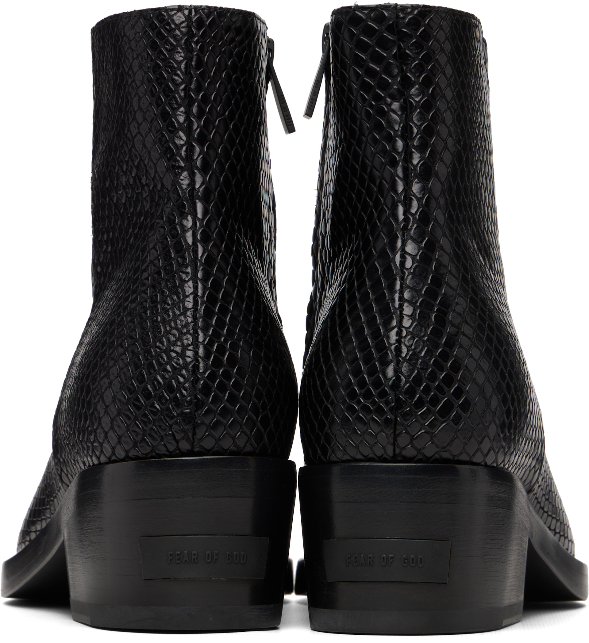 Fear of God: Black Snakeskin-Embossed Santa Fe Boot | SSENSE