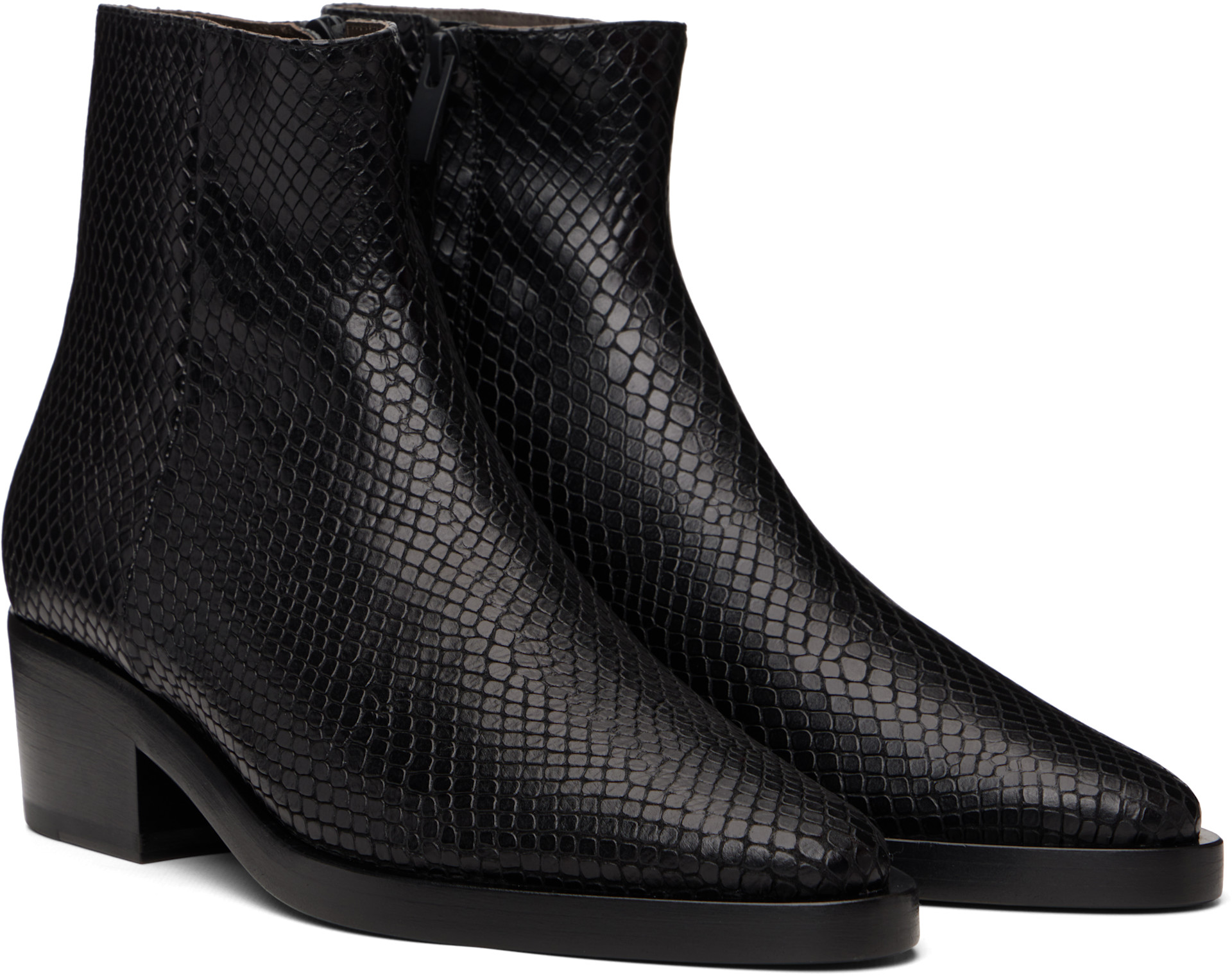 Fear of God: Black Snakeskin-Embossed Santa Fe Boot | SSENSE